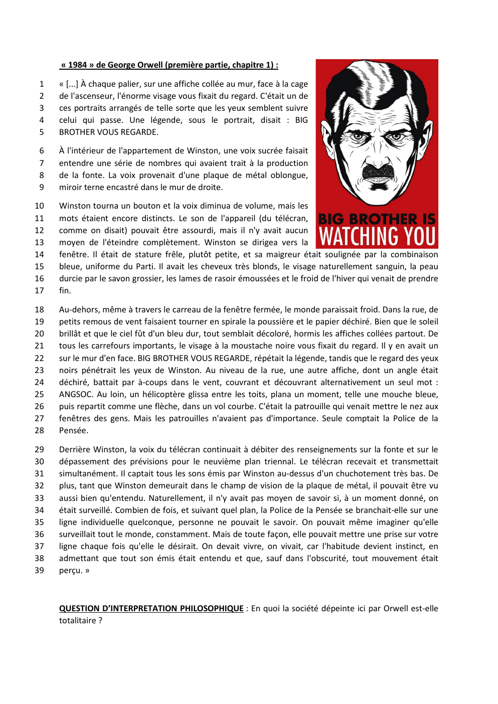 Prévisualisation du document « 1984 » de George Orwell (première partie, chapitre 1) - commentaire