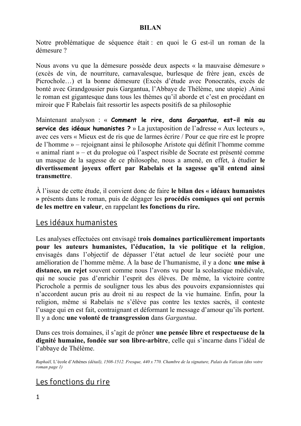 Prévisualisation du document « Comment le rire, dans Gargantua, est-il mis au service des idéaux humanistes ? »