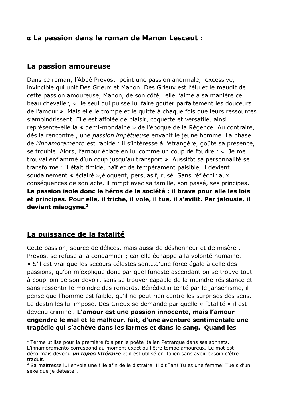 Prévisualisation du document ɞ La passion dans le roman de Manon Lescaut :  La passion amoureuse