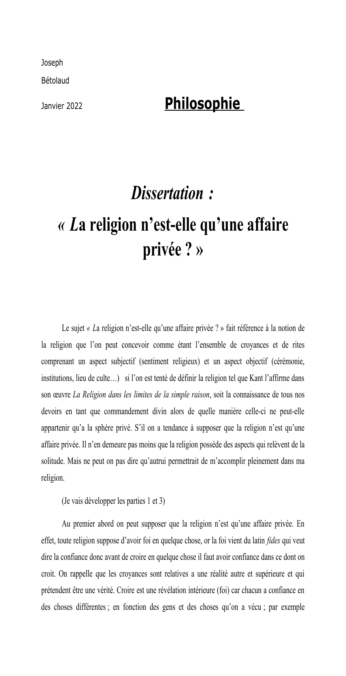 Prévisualisation du document « La religion n’est-elle qu’une affaire privée ? »