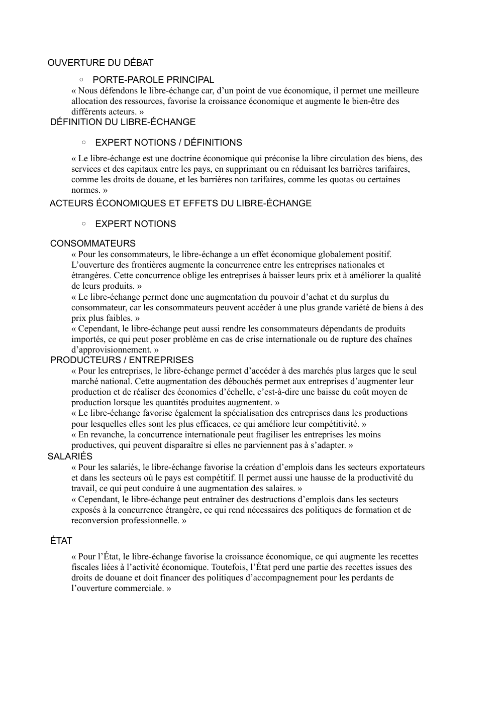 Prévisualisation du document « Nous défendons le libre-échange car, d’un point de vue économique, il permet une meilleure allocation des ressources, favorise la croissance économique et augmente le bien-être des différents acteurs. »