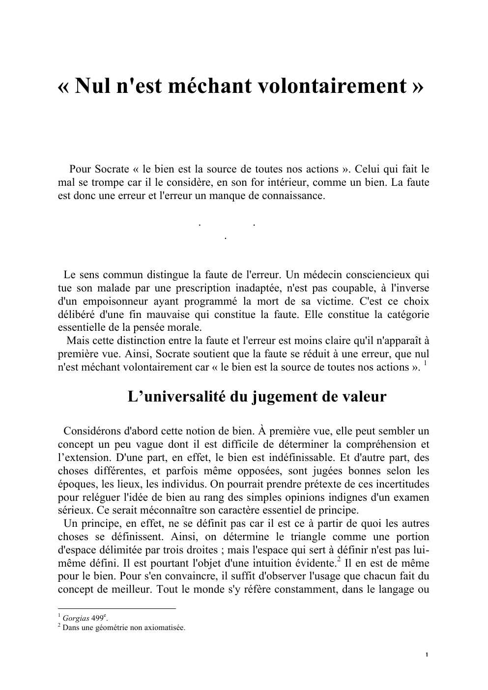 Prévisualisation du document « Nul n'est méchant volontairement »