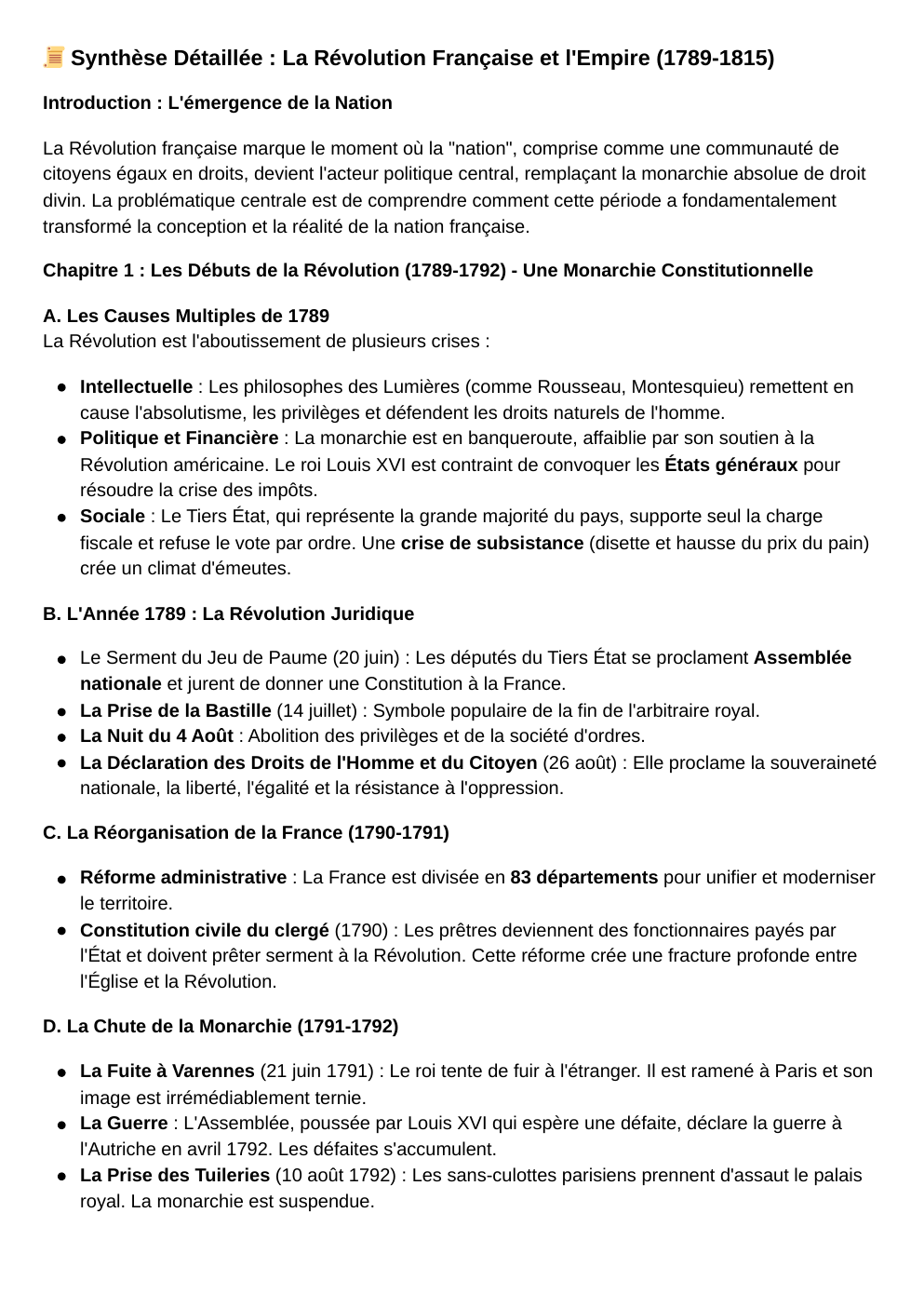 Prévisualisation du document 📜 Synthèse Détaillée : La Révolution Française et l'Empire (1789-1815)