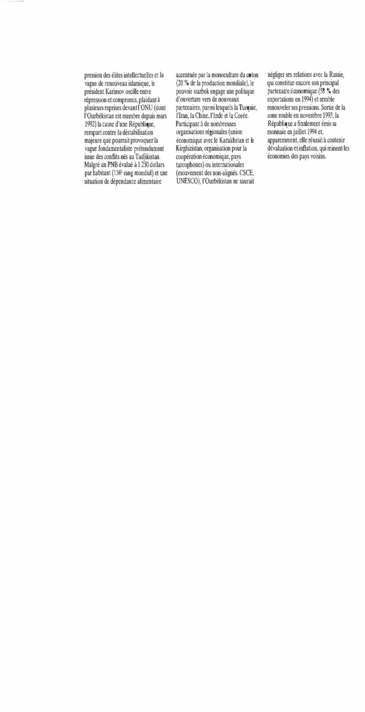 Prévisualisation du document 0UZBÉKISTAN de 1990 à 1994 : Histoire