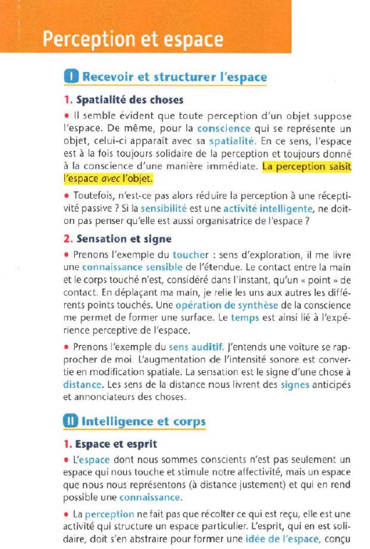 Prévisualisation du document 1

1

Perception et espace
0

Recevoir et structurer l'es ace

1. Spatialité des choses
• Il semble évident que...