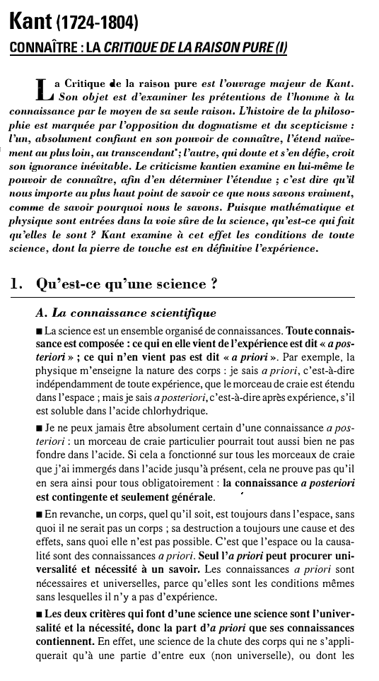 Prévisualisation du document 1

Kant (1724-1804)
CONNAÎTRE : LA CRITIQUE DE LA RAISON PURE (I)

L

a Critique de la raison pure est...