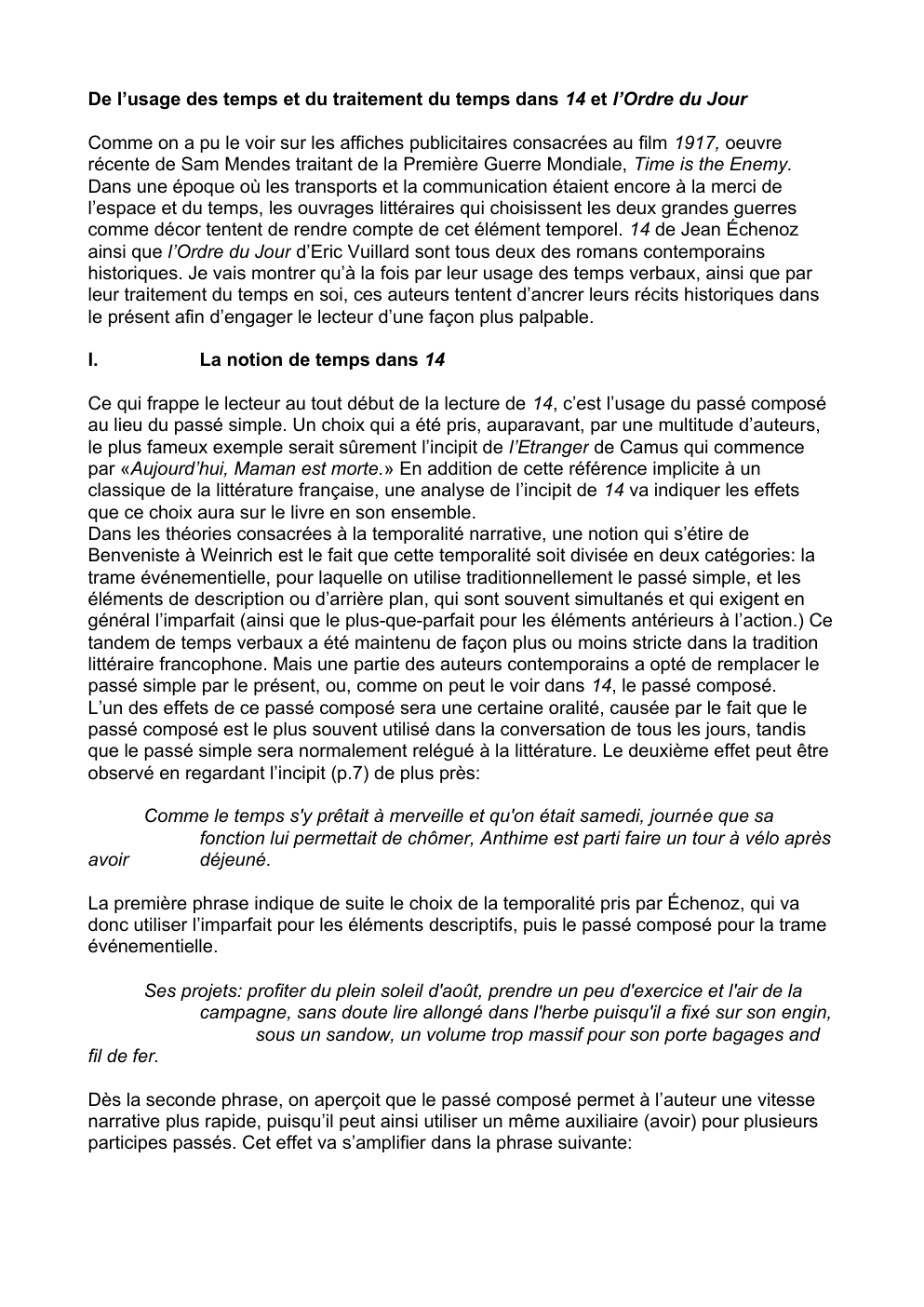 Prévisualisation du document 14 de Jean Echenoz, le Temps