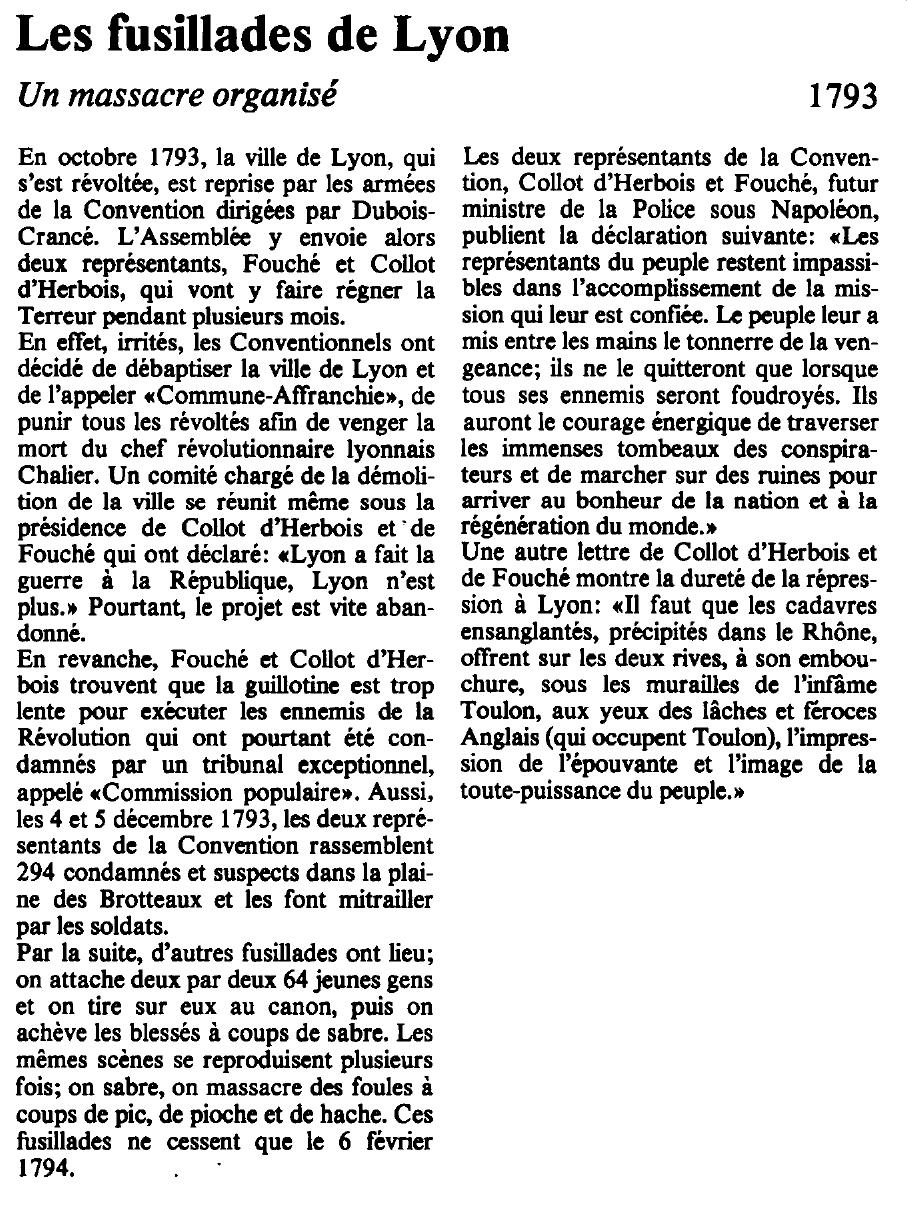 Prévisualisation du document 1793: Les fusillades de Lyon - Un massacre organisé