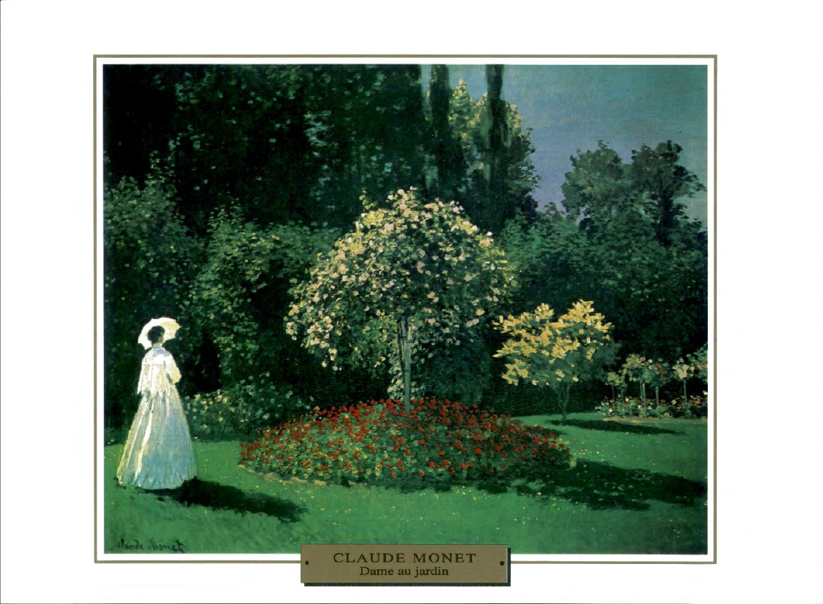 Prévisualisation du document 1866-1867

IMPRESSIONNISME

France

PORTRAIT

Claude MONET

JEANNE-MARGUERITE LECADRE AU JARDIN

Avant même la naissance officielle de l'impressionnisme, Monet
s'essaye déjà...