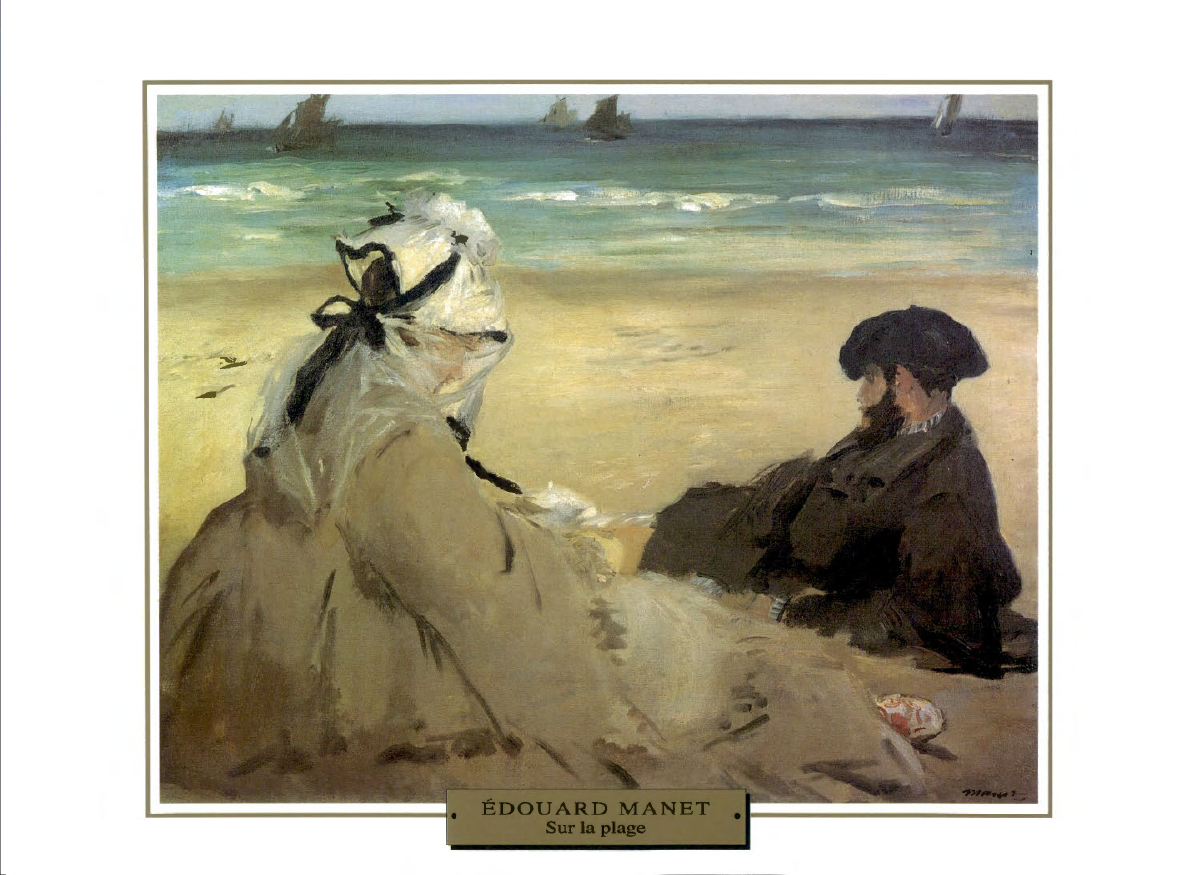 Prévisualisation du document 1873

IMPRESSIONNISME
SCÈNE DE GENRE

France

Edouard MANET
SUR LA PLAGE

Auprès de ses amis impressionnistes, Manet goûte aux plaisirs...