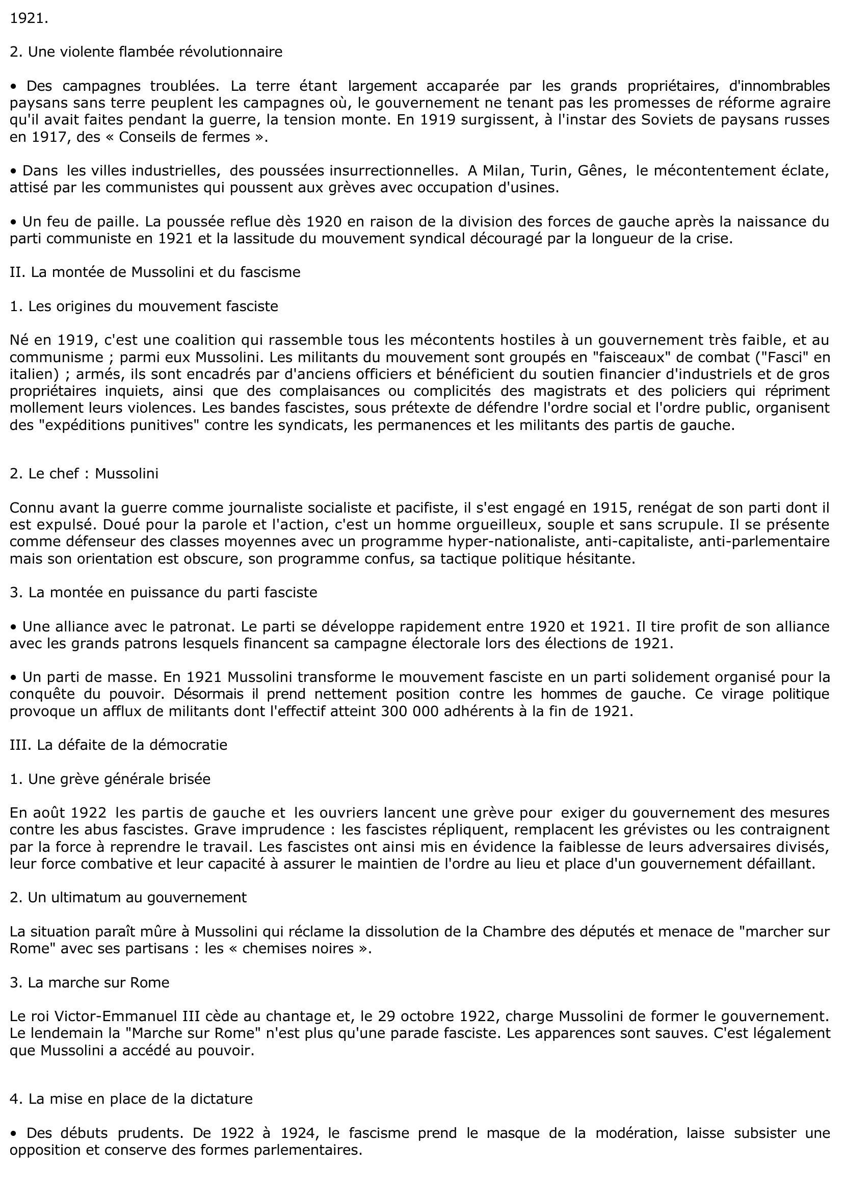 Prévisualisation du document (1919-1926) Naissance et installations du fascisme en Italie
