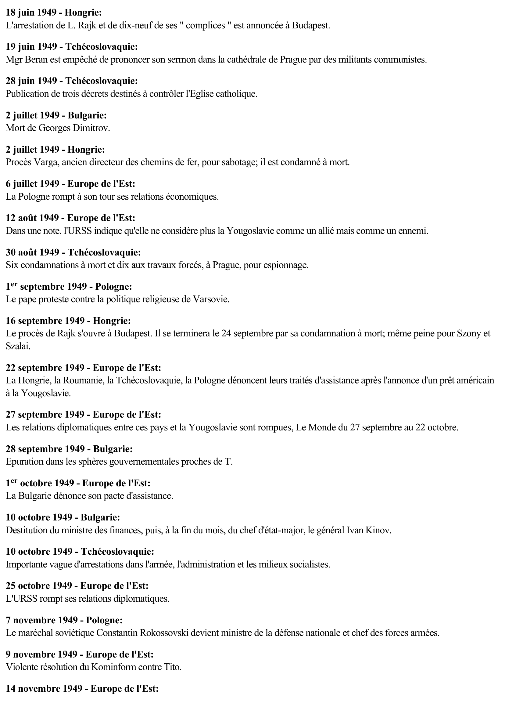 Prévisualisation du document 1949 - Europe de l'Est (Chronologie)