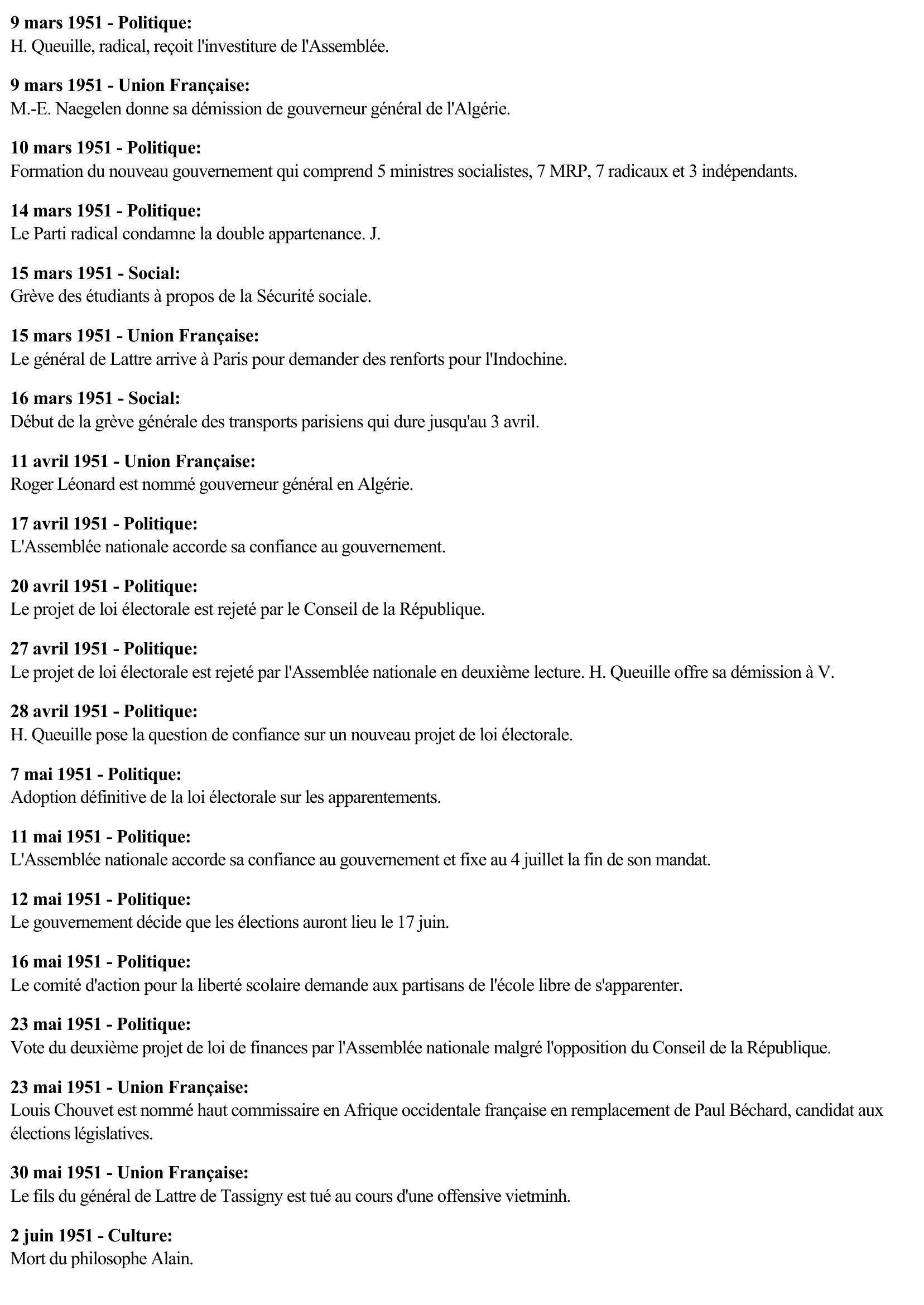 Prévisualisation du document 1951 - France (Chronologie)