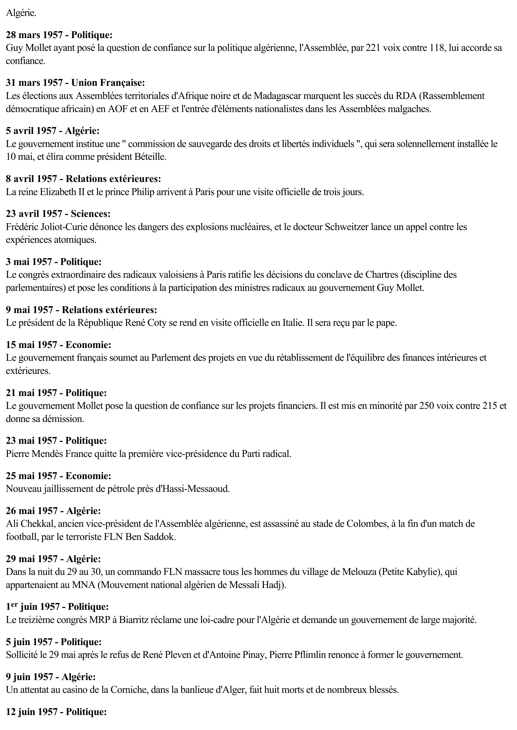 Prévisualisation du document 1957 - France (Chronologie)