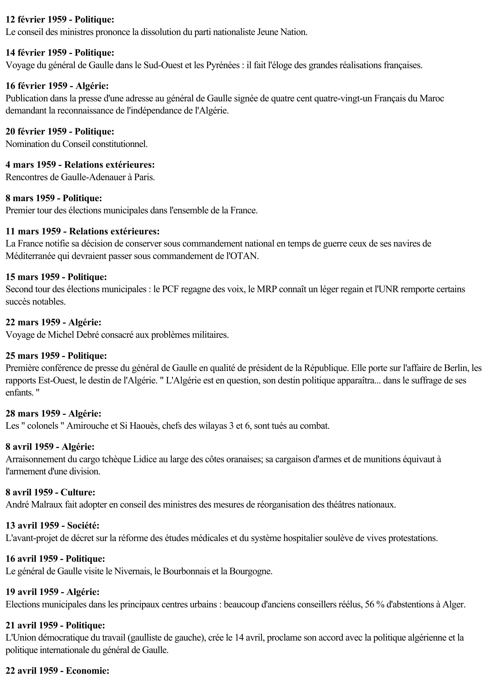 Prévisualisation du document 1959 - France (Chronologie)