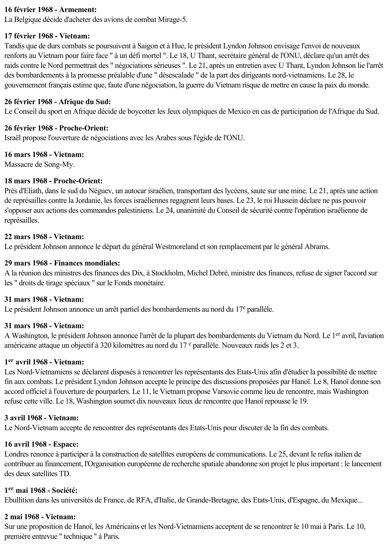 Prévisualisation du document 1968 - Relations internationales (Chronologie)