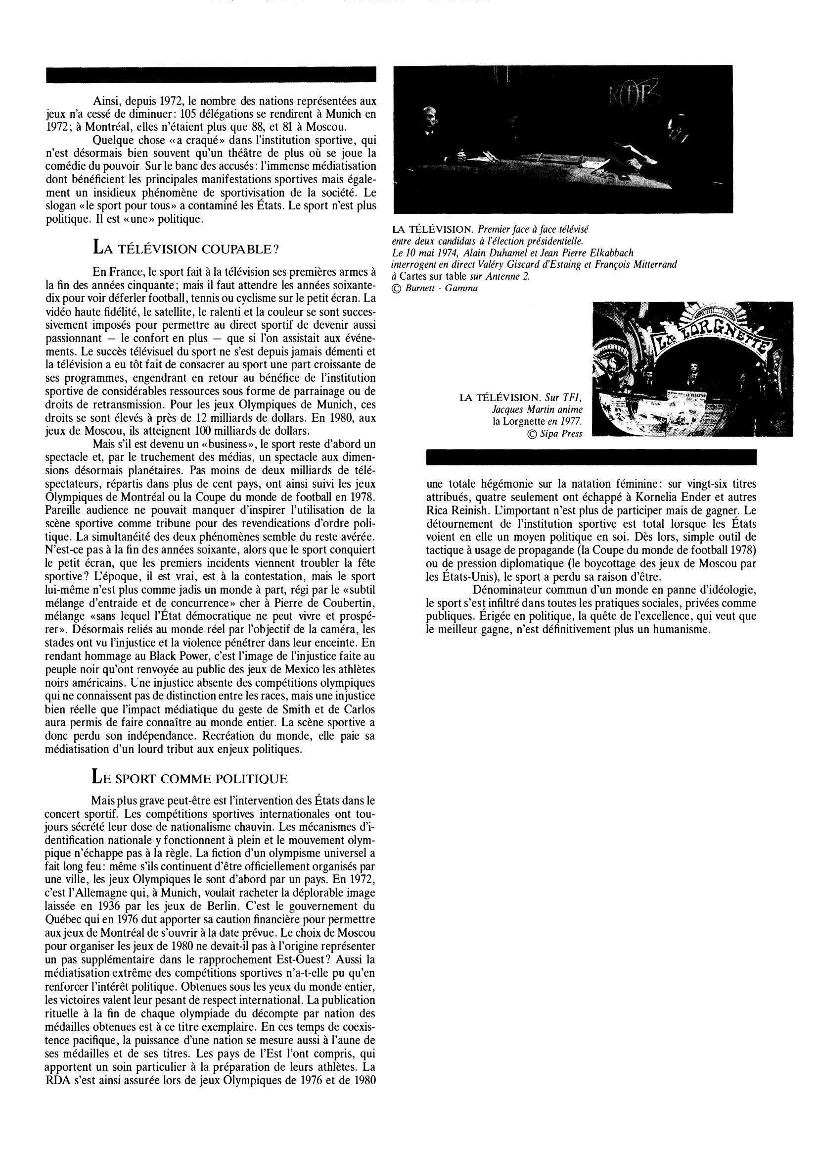 Prévisualisation du document 1970 – 1979 : SPORT ET POLITIQUE