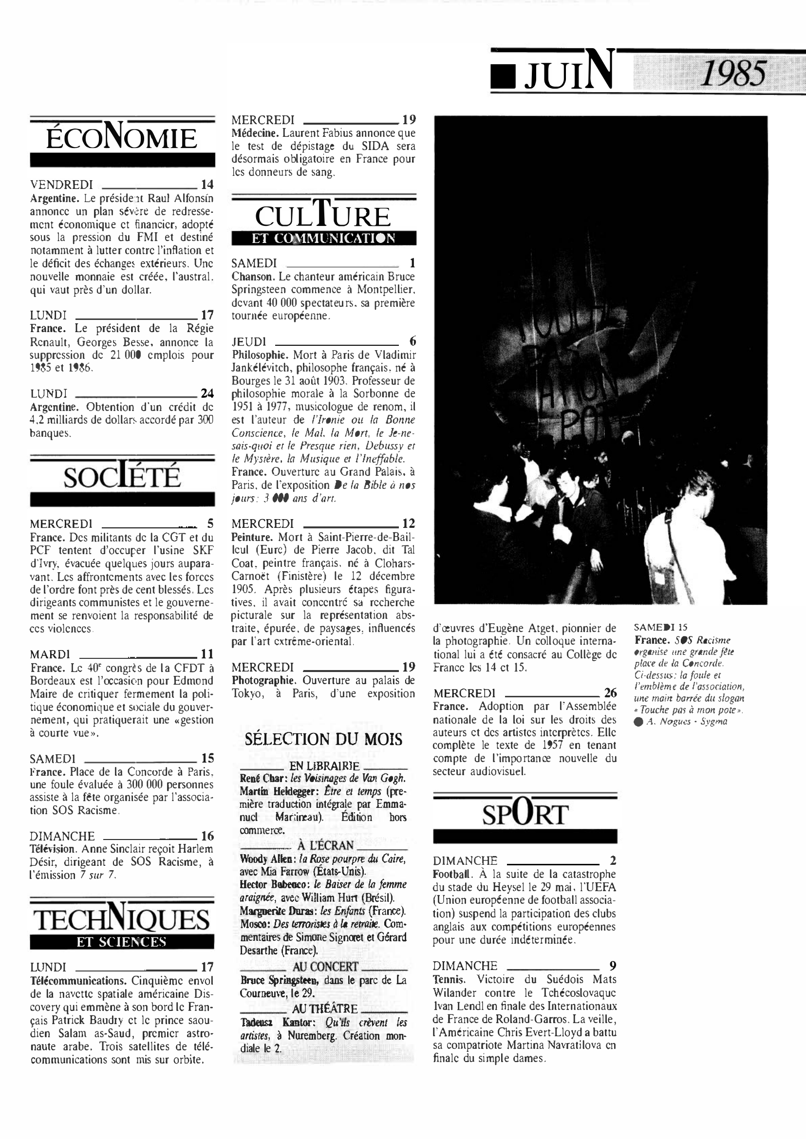 Prévisualisation du document 1985 Juin dans le monde (histoire chronologique)