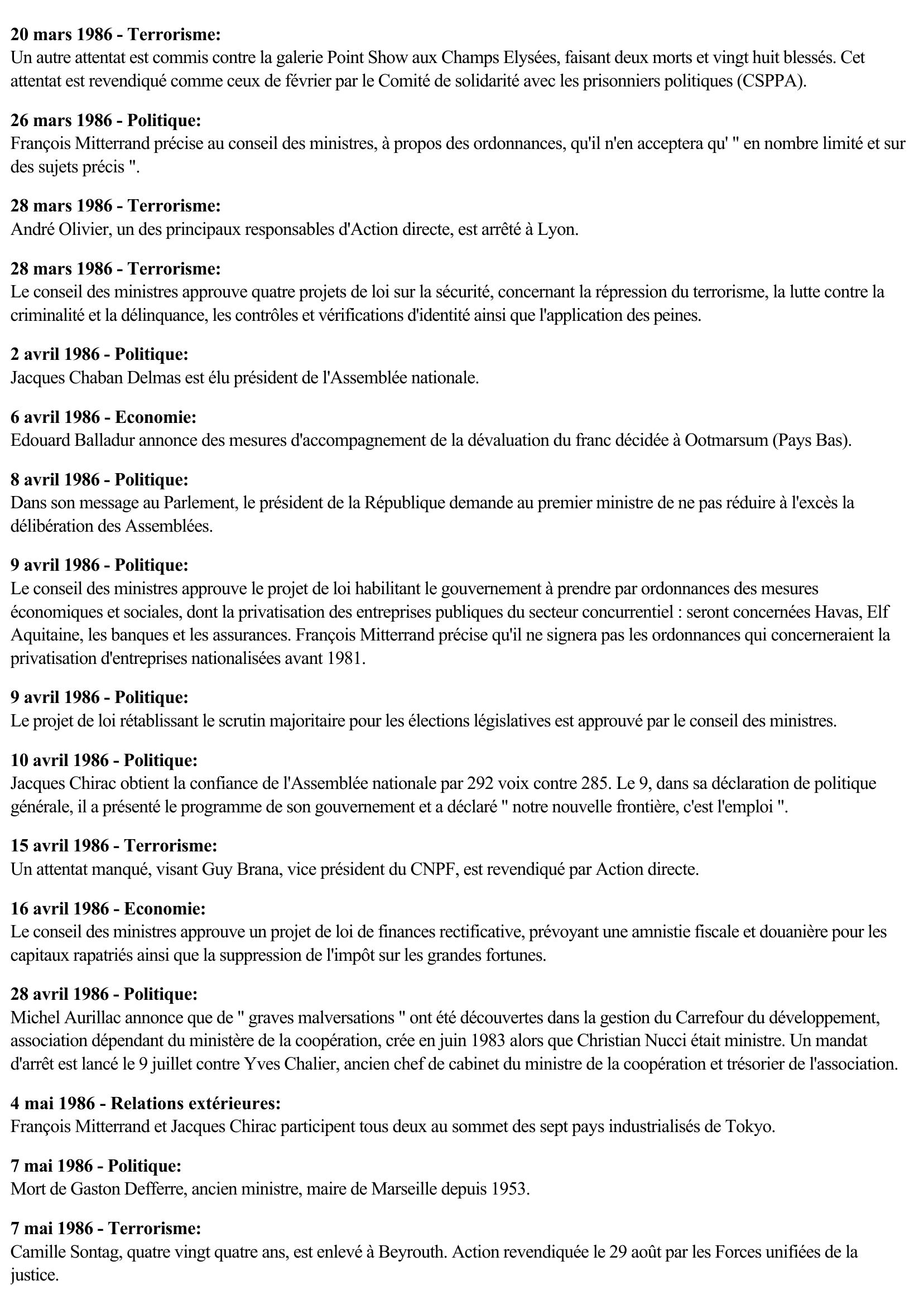 Prévisualisation du document 1986 - France (Chronologie)