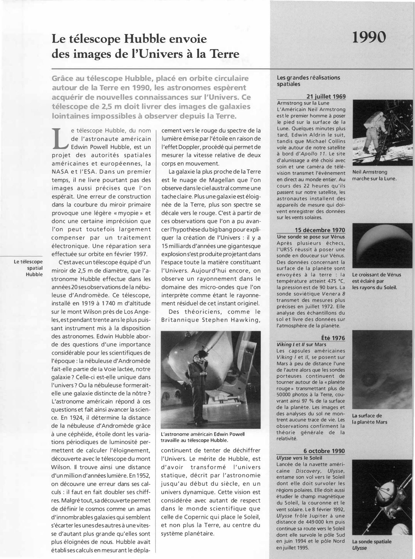 Prévisualisation du document 1990 - Le télescope Hubble envoie des images de l'Univers à la Terre