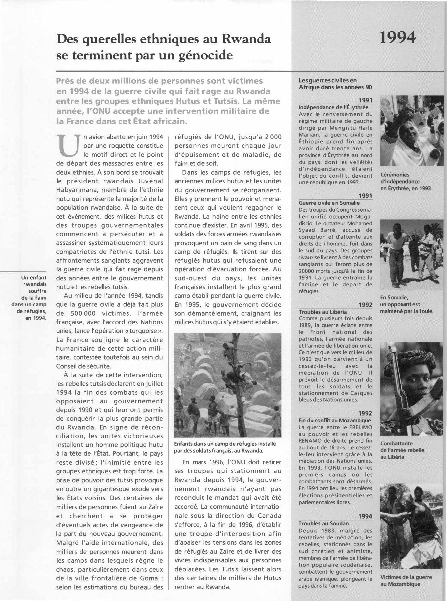 Prévisualisation du document 1994: Des querelles ethniques au Rwanda se terminent par un génocide