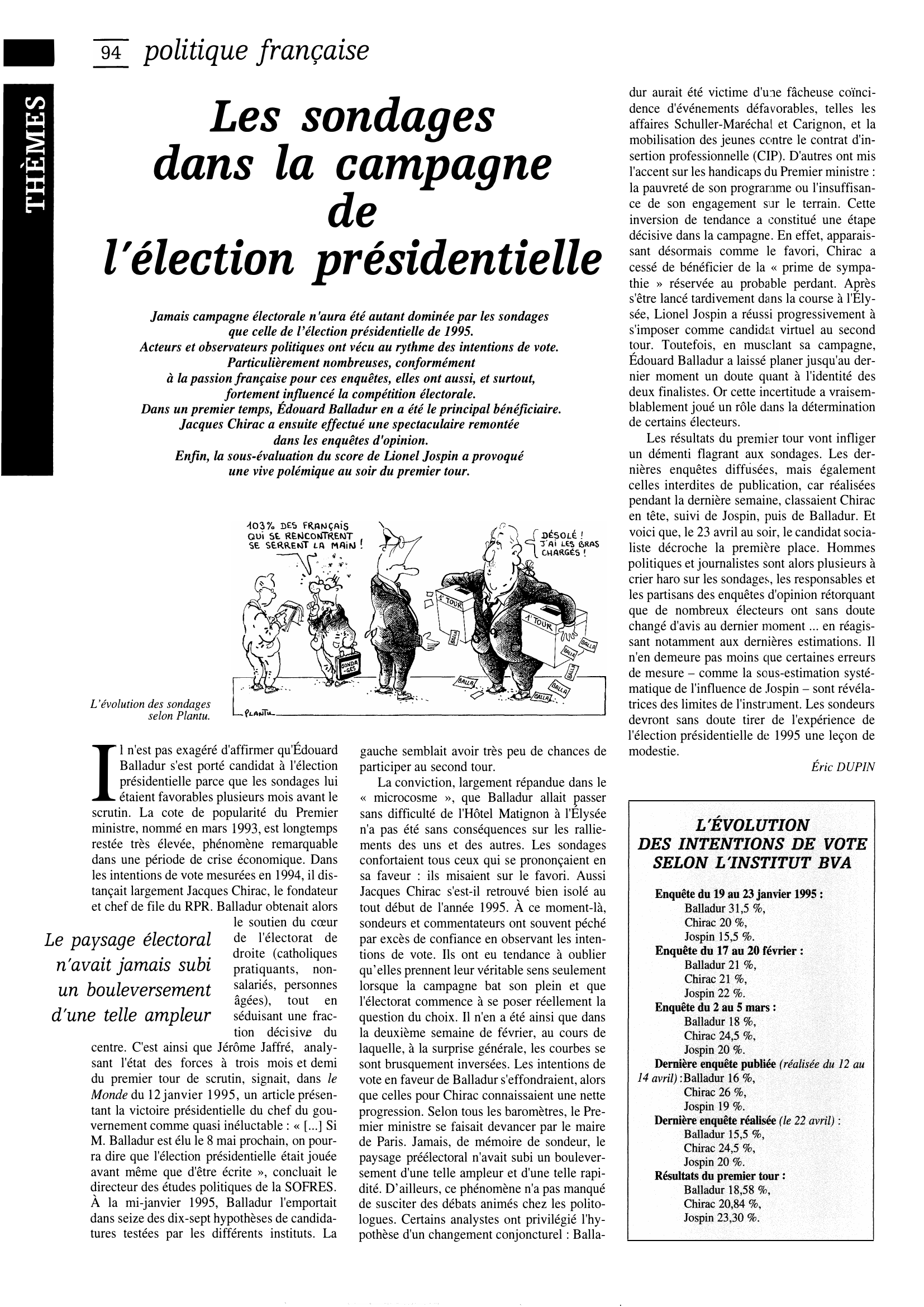 Prévisualisation du document 1995: L'élection présidentielle en France