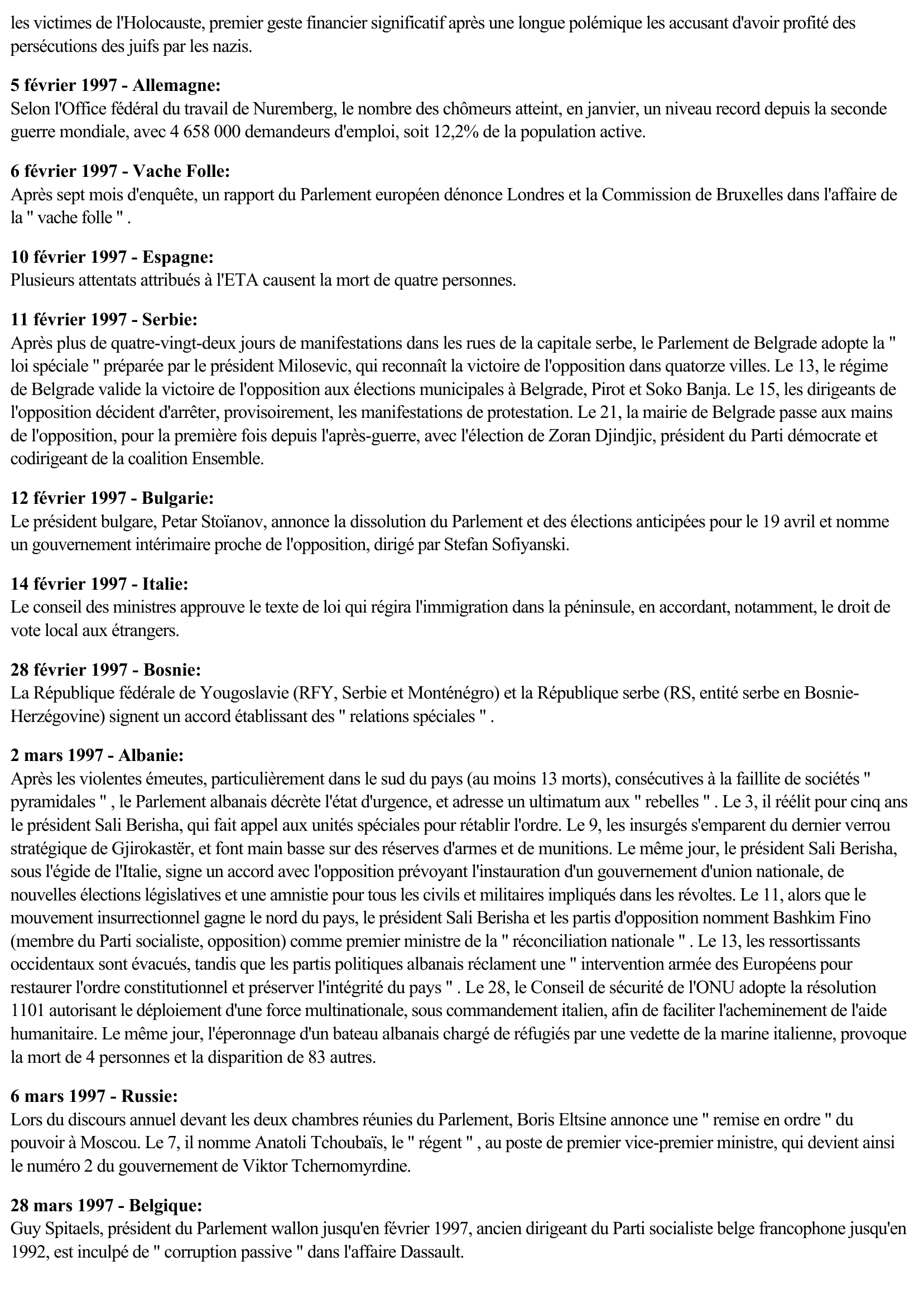 Prévisualisation du document 1997 - Europe (Chronologie)