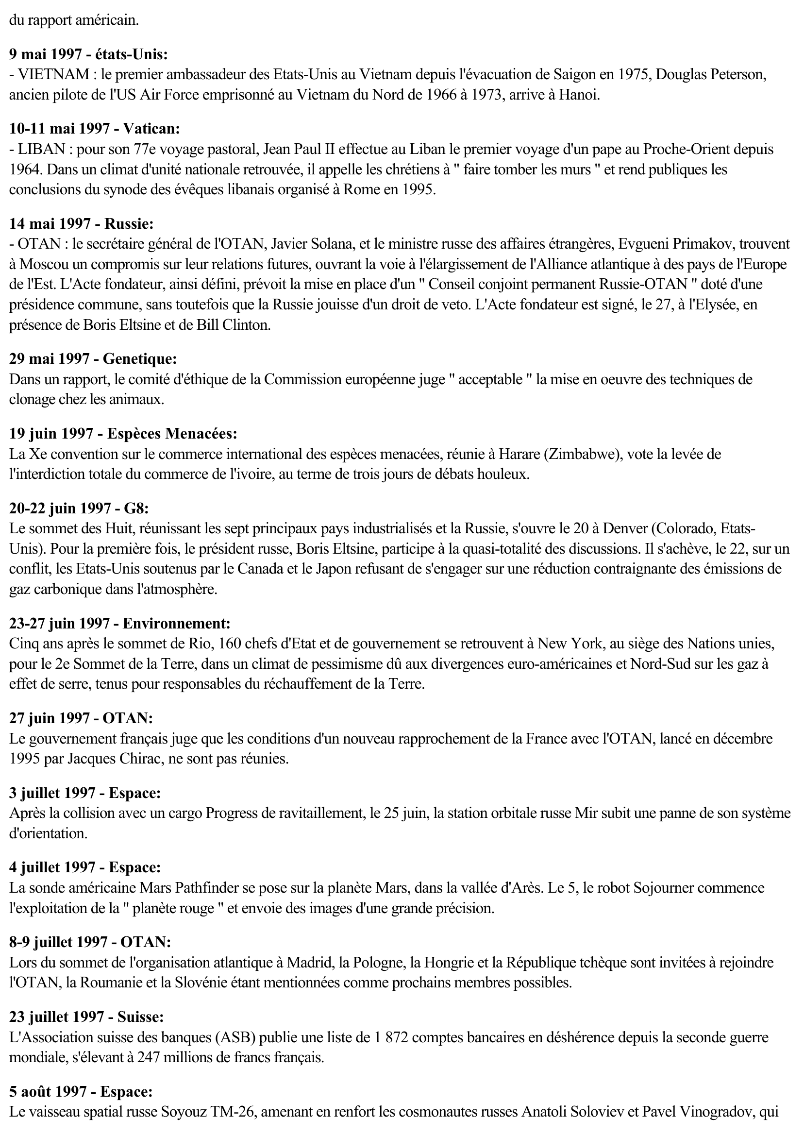Prévisualisation du document 1997 - Relations internationales (Chronologie)