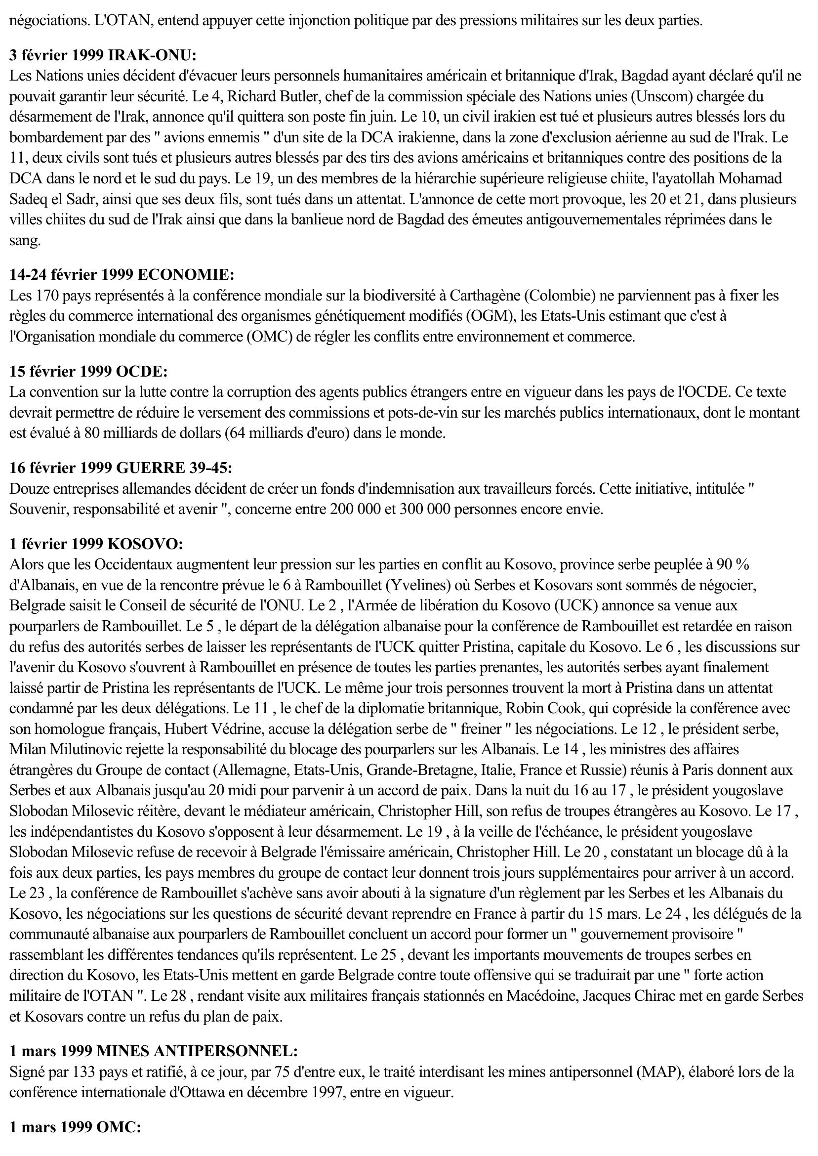 Prévisualisation du document 1999 - Relations internationales (Chronologie)