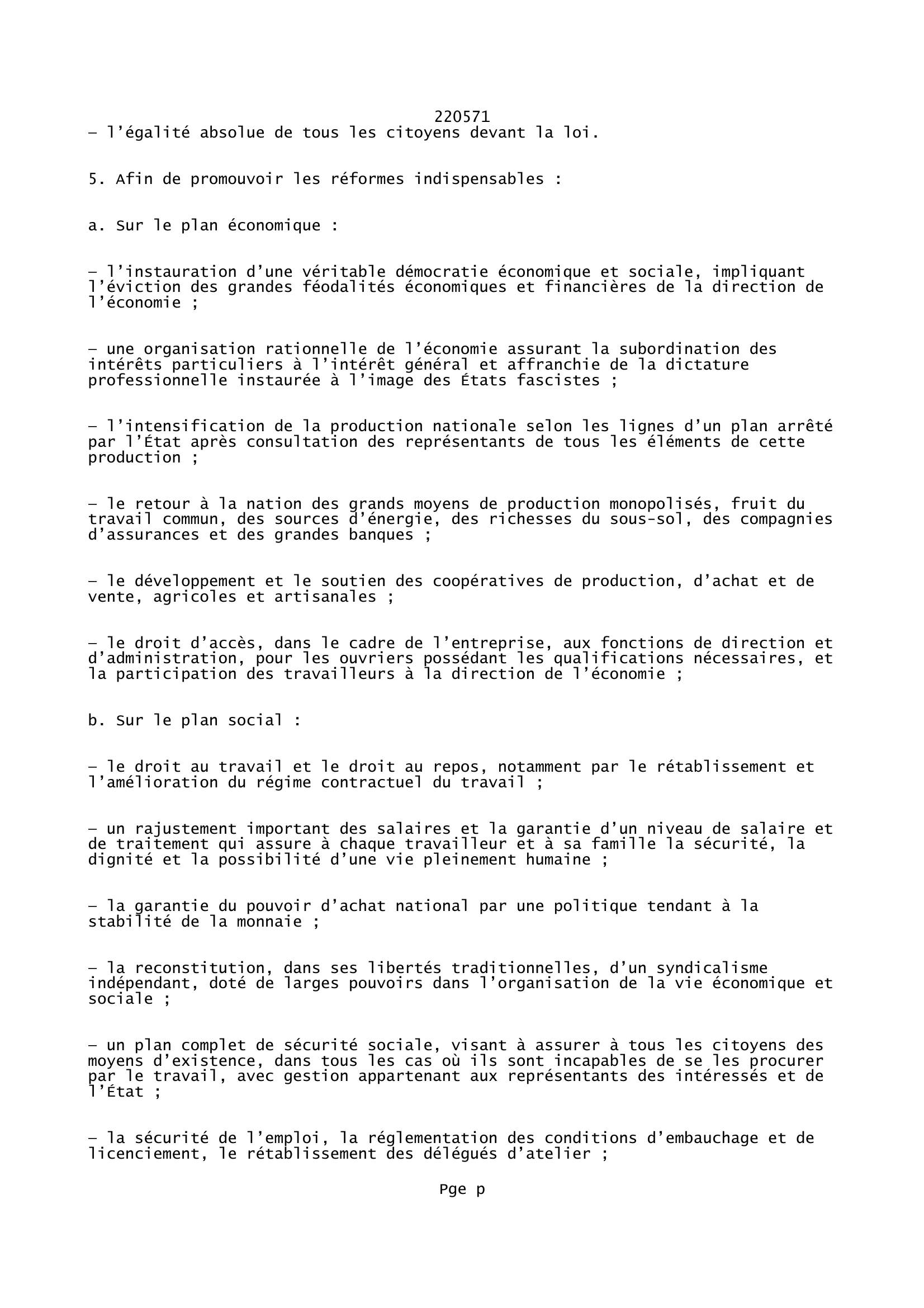 Prévisualisation du document 220571
Charte du Conseil national de la Résistance (CNR).