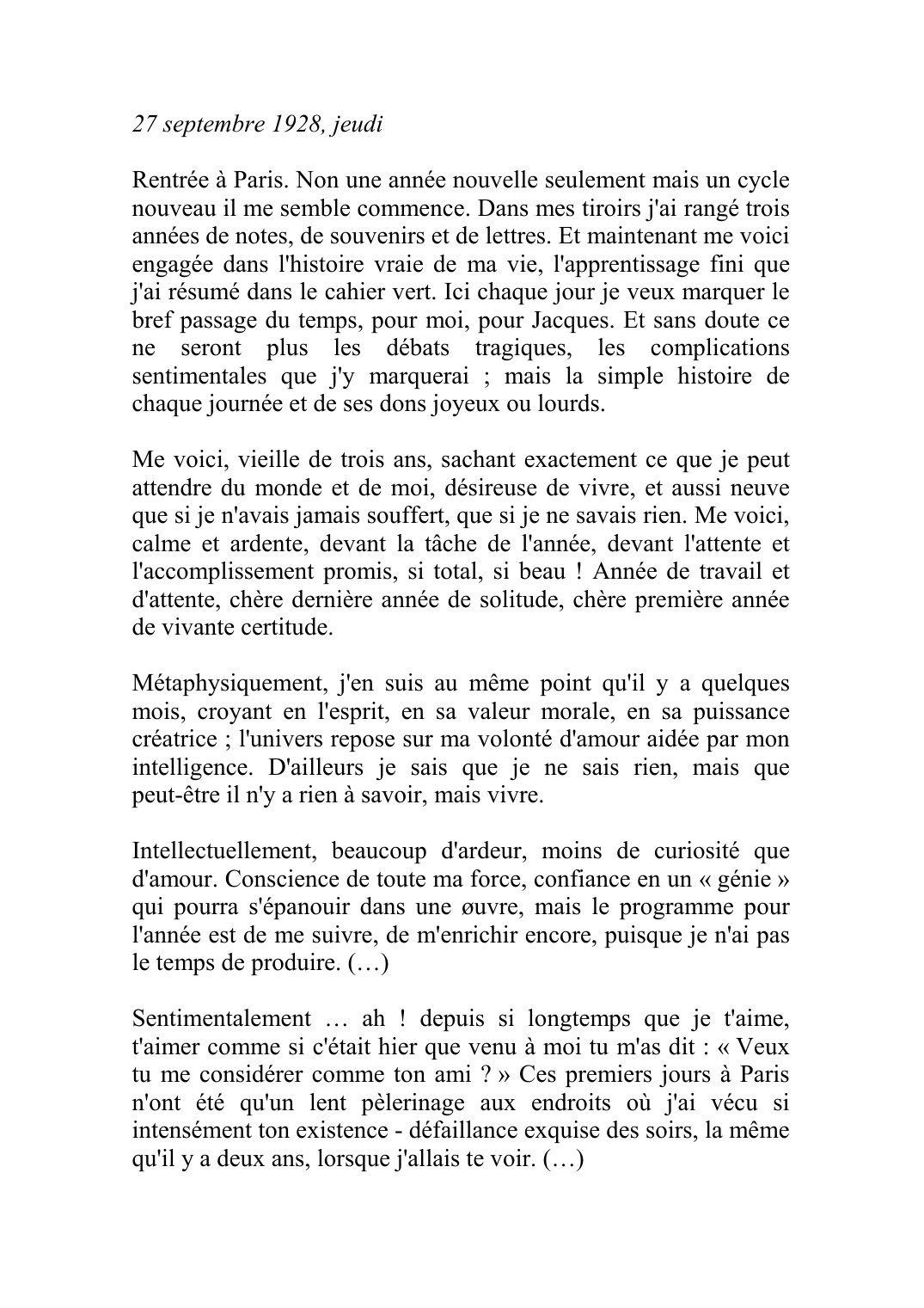 Prévisualisation du document 27 septembre 1928, jeudiRentrée à Paris.