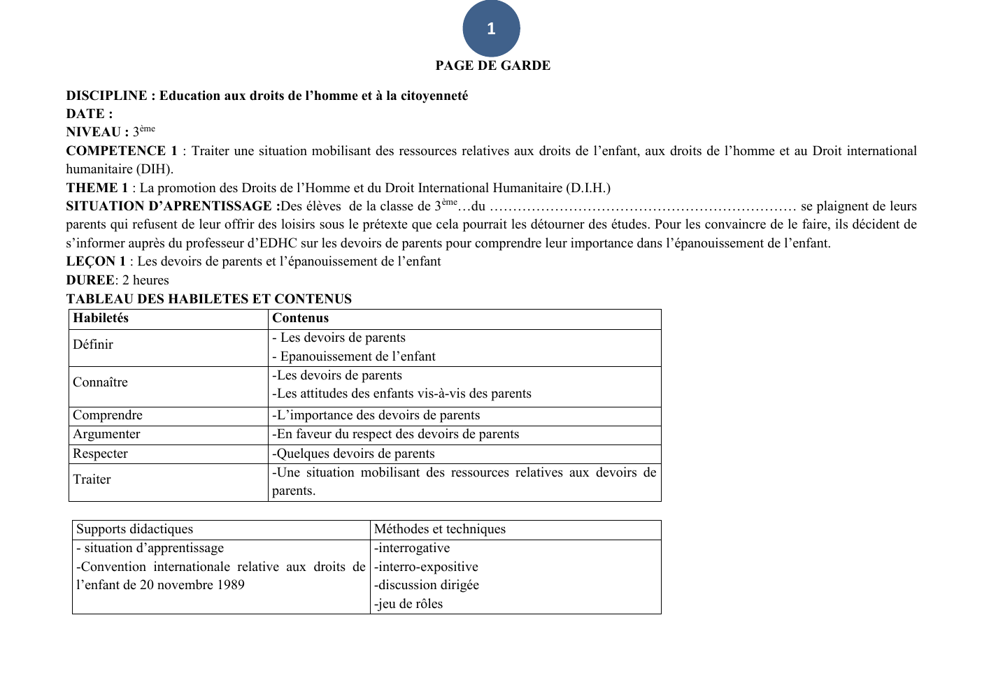 Prévisualisation du document 3e EDHC: DISCIPLINE : Education aux droits de l’homme et à la citoyenneté