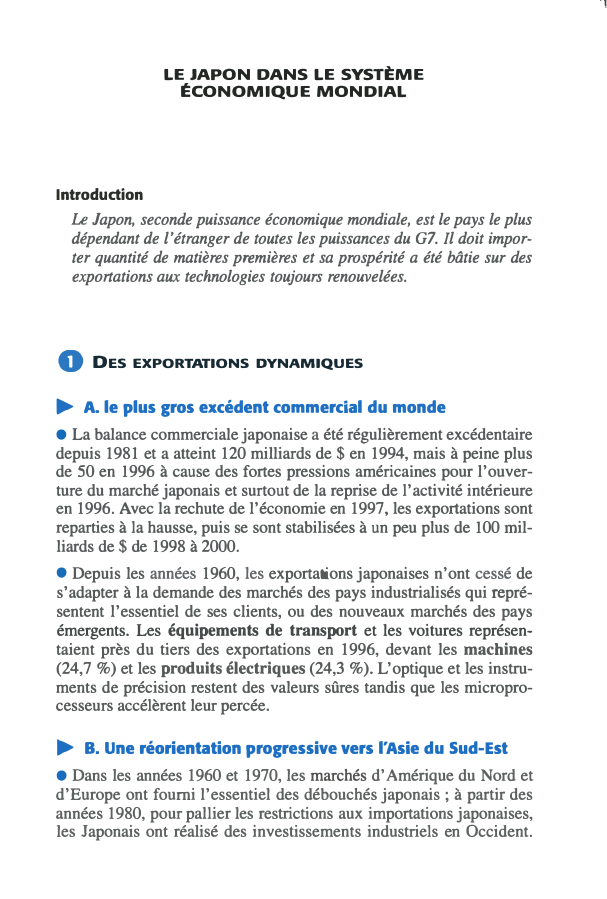 Prévisualisation du document 7

LE JAPON DANS LE SYSTÈME
�CONOMIQUE MONDIAL

Introduction

Le Japon, seconde puissance économique mondiale, est le pays le plus...