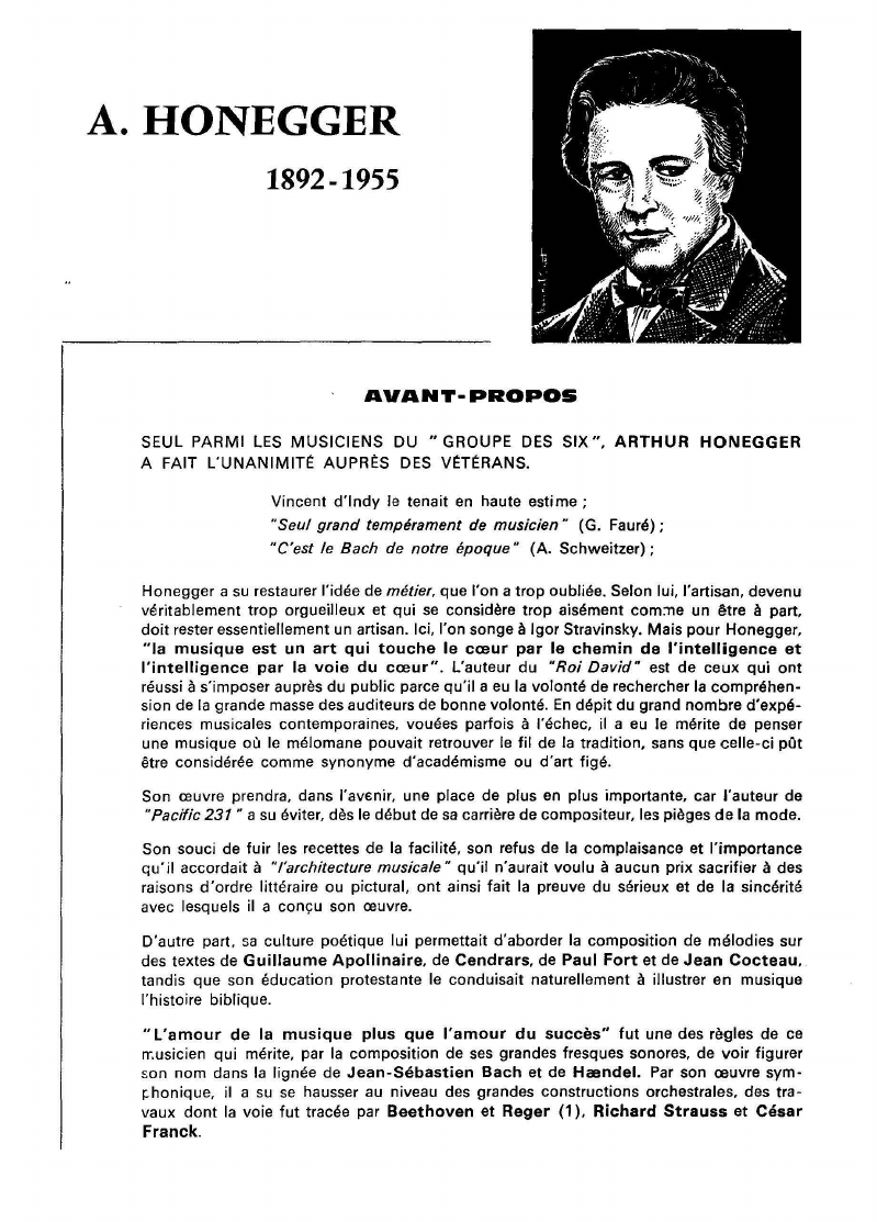 Prévisualisation du document A. HONEGGER.	1892-1955	AVANT-PROPOSSEUL PARMI LES MUSICIENS DU "GROUPE DES SIX ",