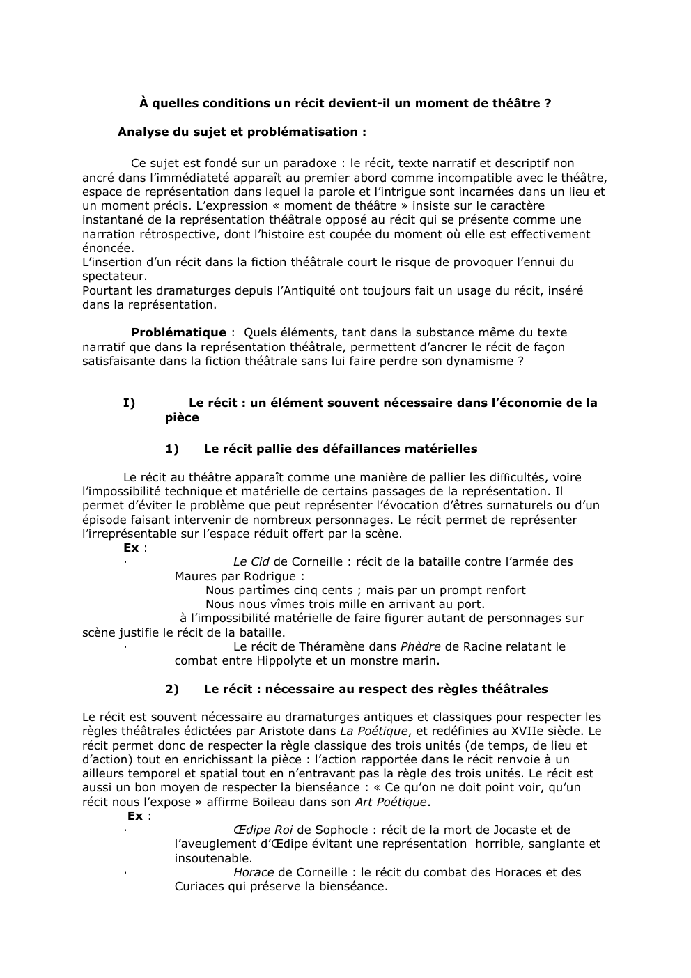 Prévisualisation du document À quelles conditions un récit devient-il un moment de théâtre ?
Analyse du sujet et problématisation :
Ce sujet est...