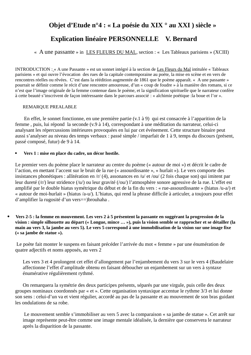 Prévisualisation du document « A une passante » in LES FLEURS DU MAL , section : « Les Tableaux parisiens » (XCIII)
