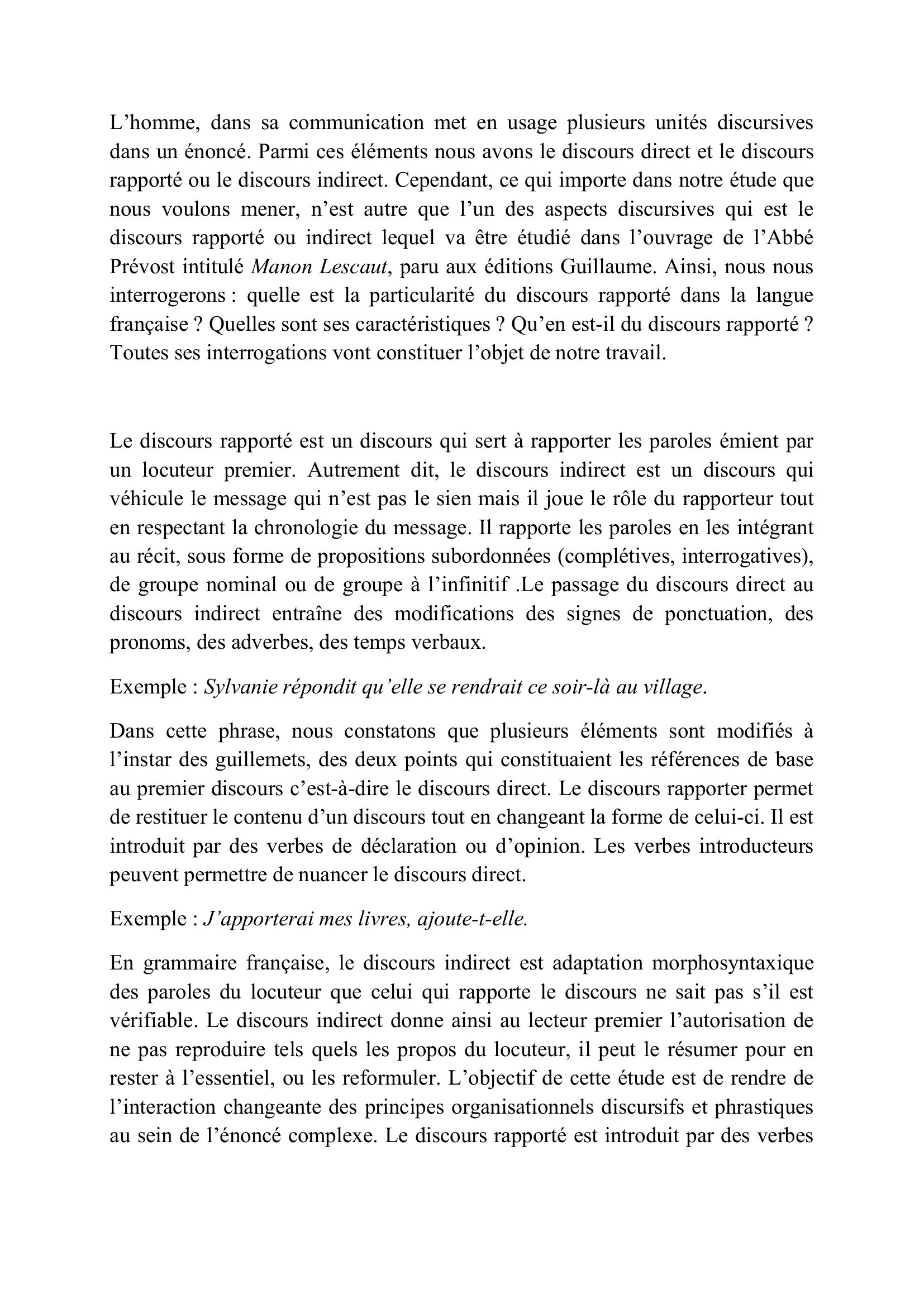 Prévisualisation du document Abbé Prévost - Manon Lescaut: Qu’en est-il du discours rapporté ?