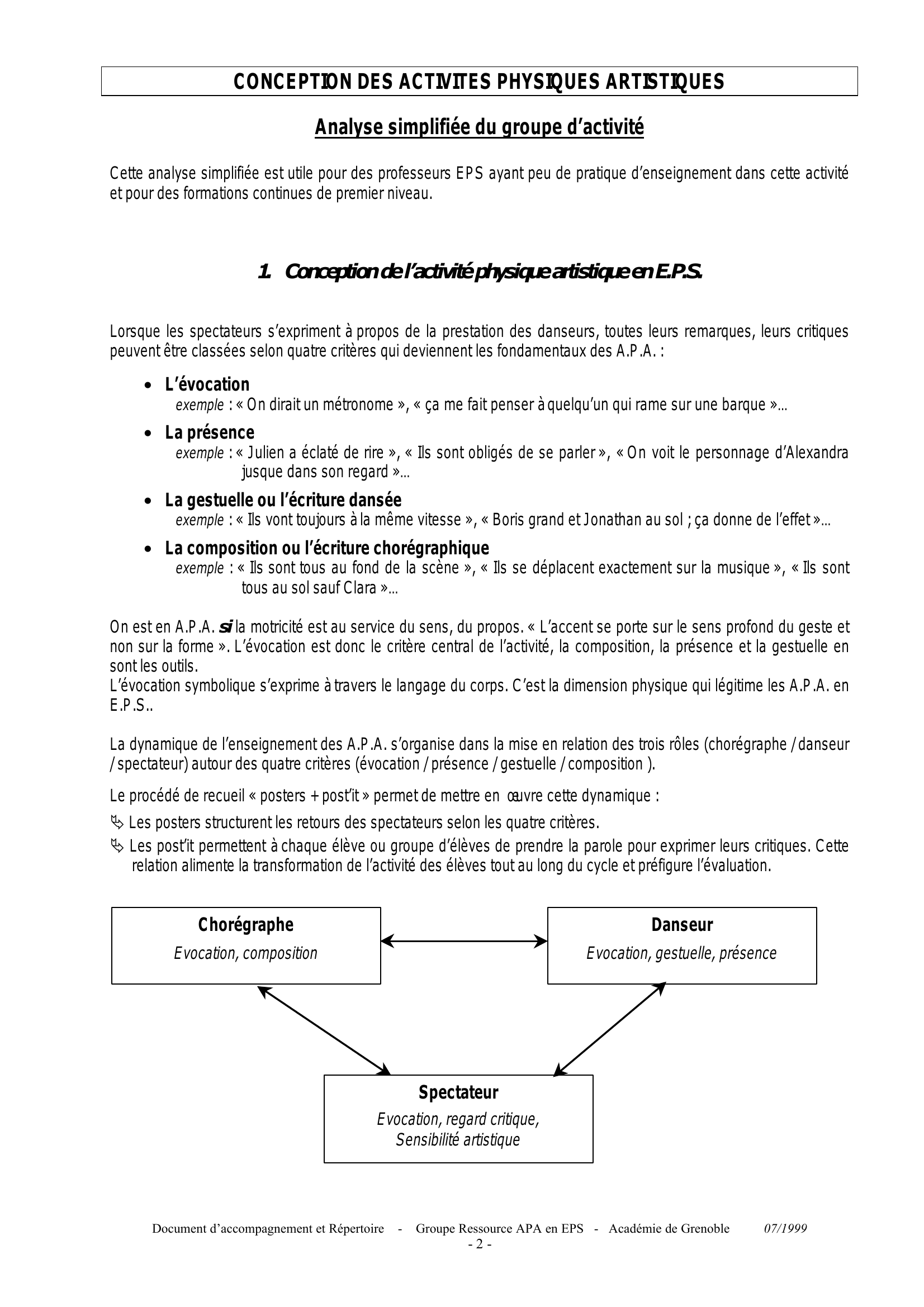 Prévisualisation du document Académie de Grenoble

DOCUMENT D'ACCOMPAGNEMENT POUR L'ENSEIGNEMENT DES ACTIVITES
PHYSIQUES ARTISTIQUES EN