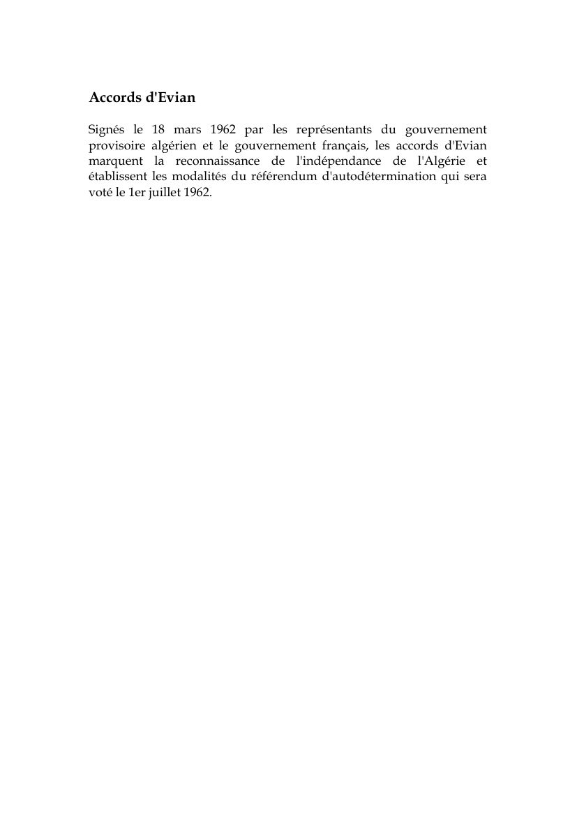 Prévisualisation du document Accords d'EvianSignés le 18 mars 1962 par les représentants du