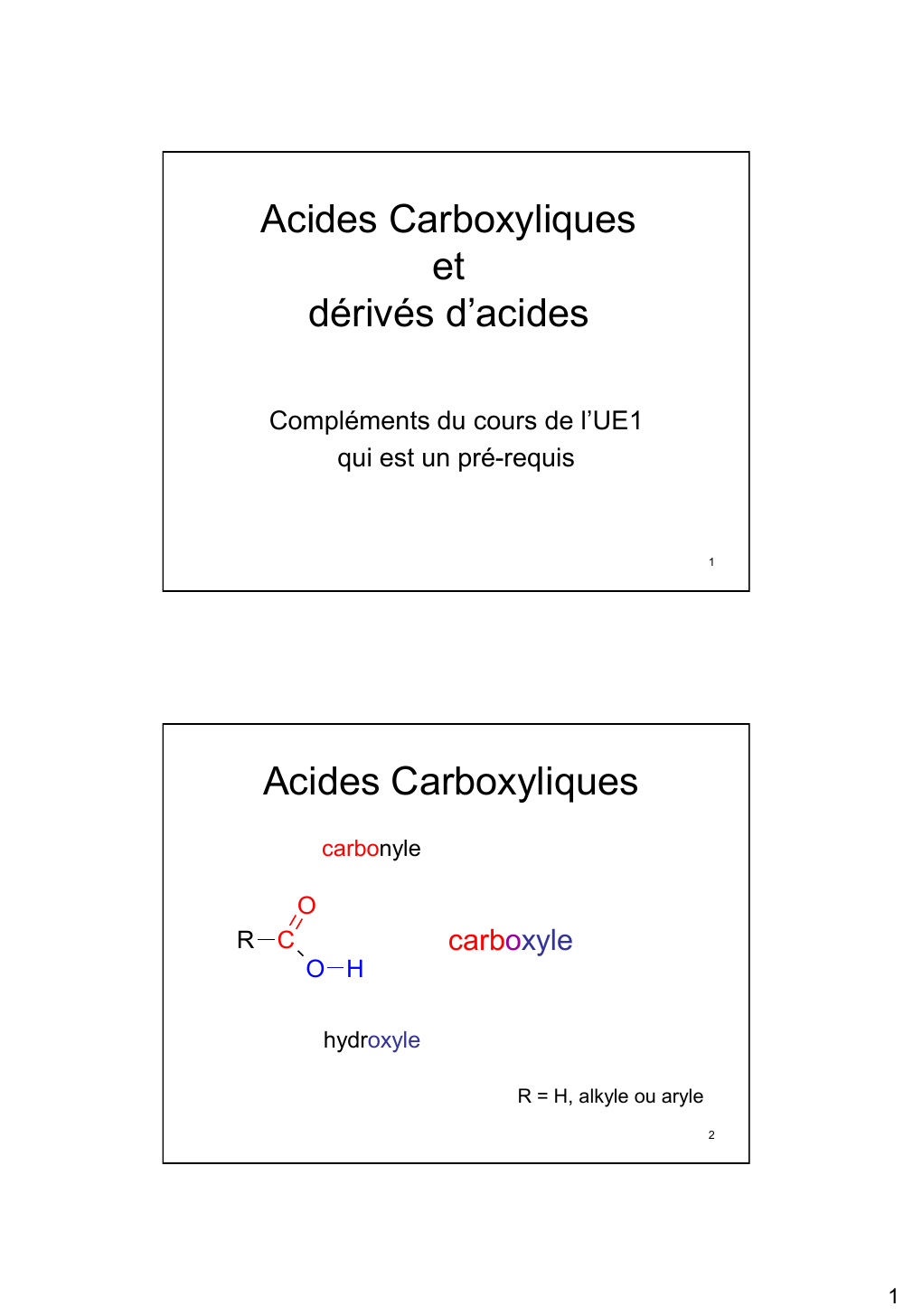 Prévisualisation du document Acides Carboxyliquesetdérivés d'acidesCompléments du cours de l'UE1qui est un pré-requis1Acides