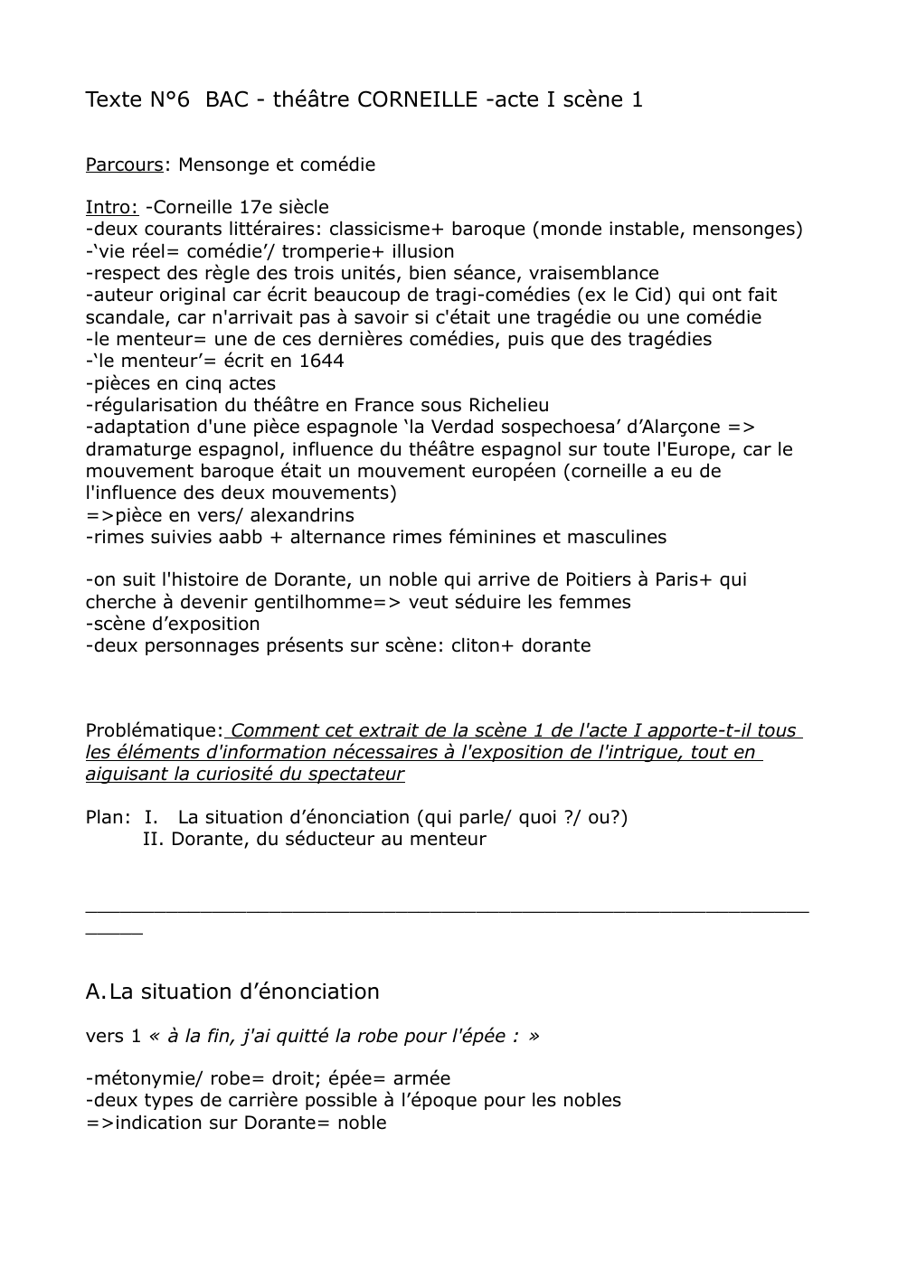 Prévisualisation du document Acte I scène 1 analyse 'Le Menteur' Français (BAC Français)