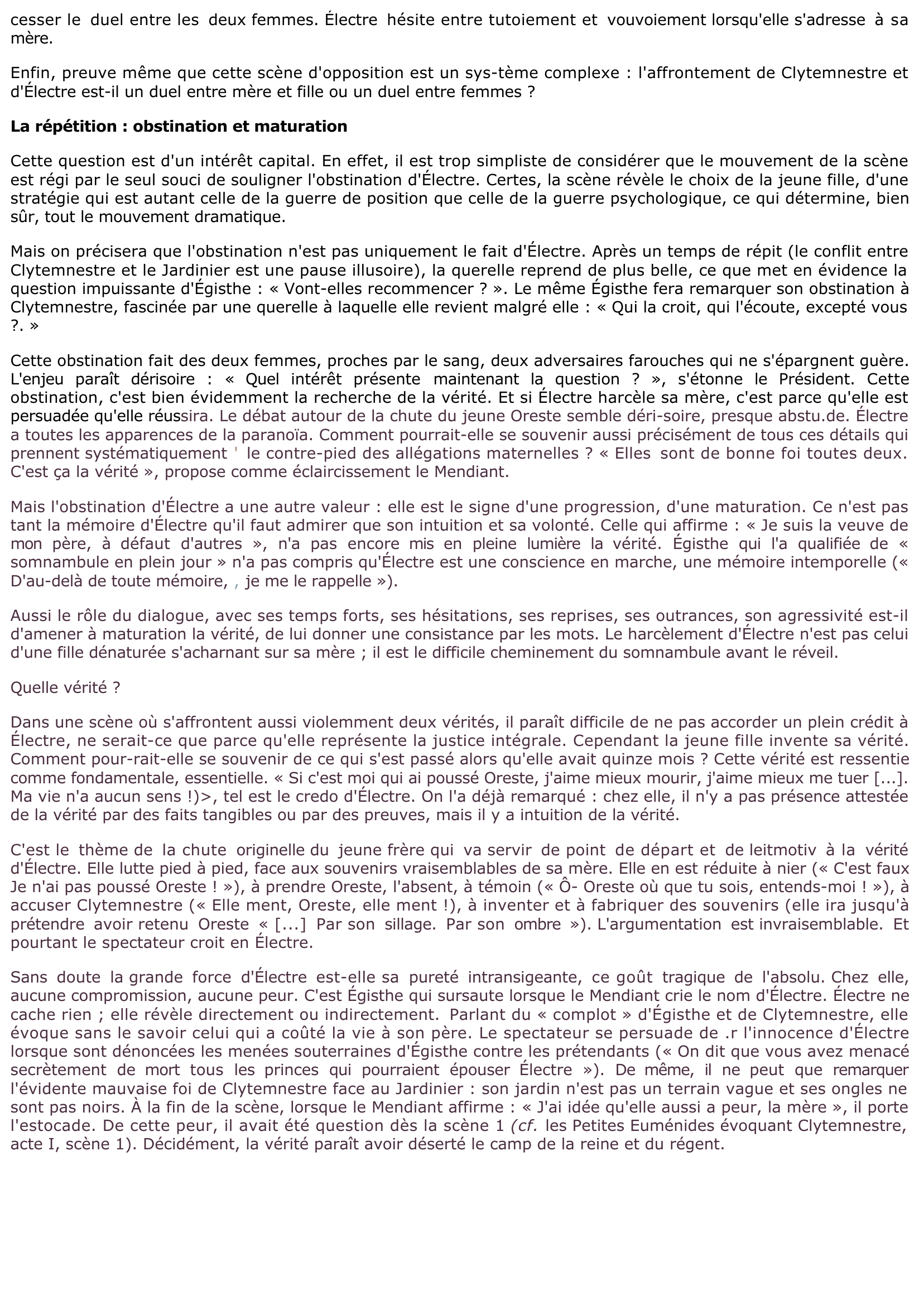 Prévisualisation du document ACTE I, SCÈNE 4 - Electre de Giraudoux