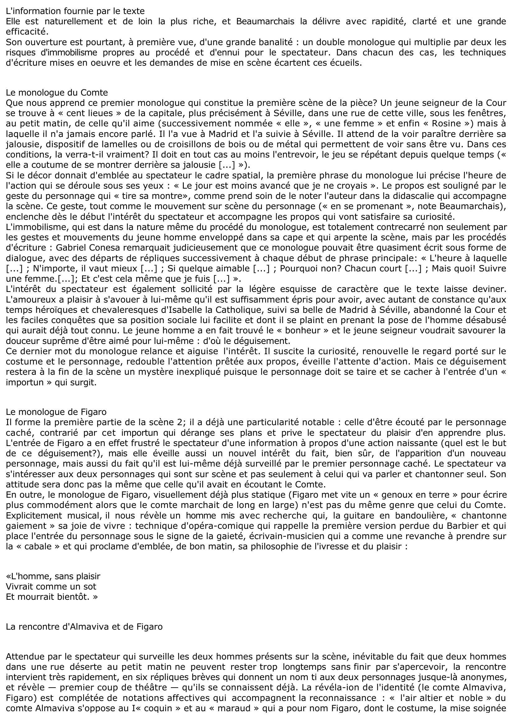 Prévisualisation du document ACTE I, SCÈNES 1 ET 2 du "Barbier de Séville" de Beaumarchais (commentaire)