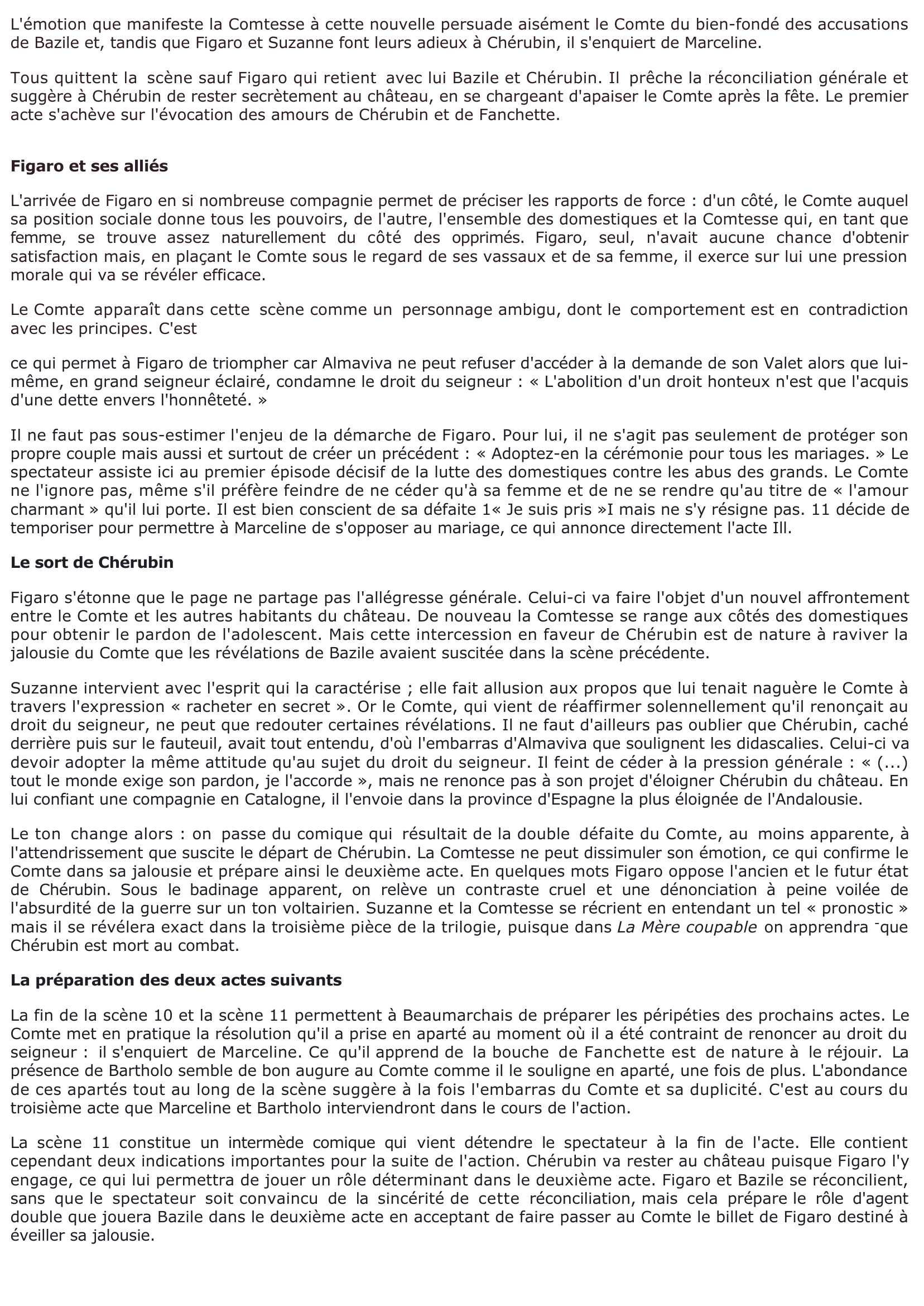 Prévisualisation du document ACTE I, SCÈNES 10-11 - Le mariage de Figaro de Beaumarchais (commentaire)