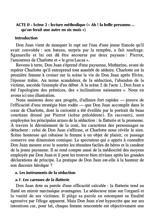 Prévisualisation du document ACTE II - Scène 2 : lecture méthodique (« Ah ! la belle personne... qu'on ferait une autre en six mois ») dans Dom Juan de Molière