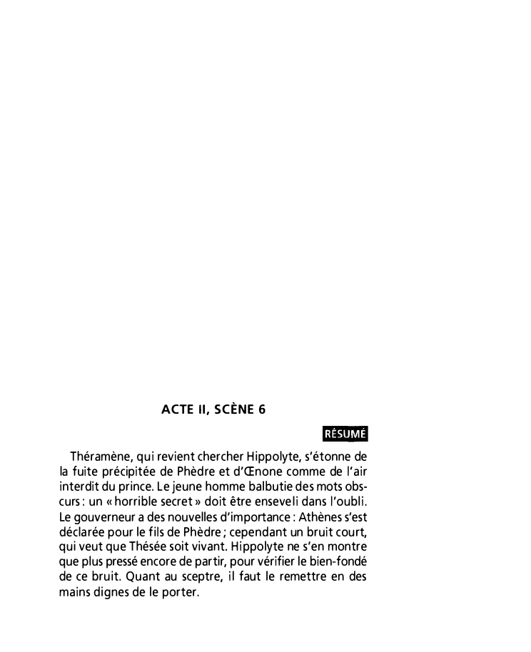 Prévisualisation du document Acte II, scène 6 de Phèdre de Jean Racine (résumé et commentaire)
