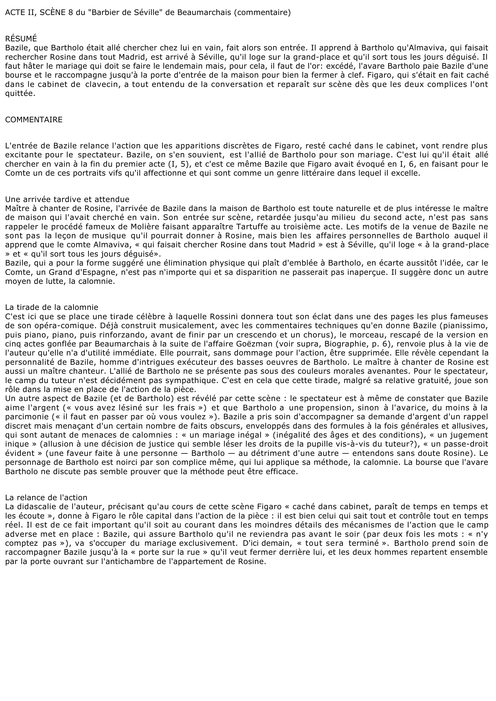 Prévisualisation du document ACTE II, SCÈNE 8 du "Barbier de Séville" de Beaumarchais (commentaire)