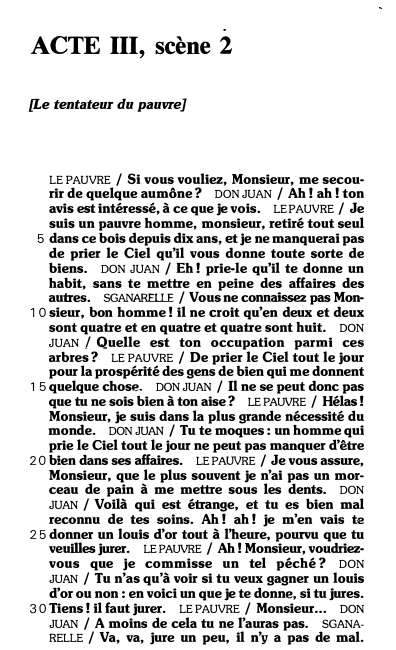 Prévisualisation du document ACTE III, scène 2
[Le tentateur du pauvre] - Dom Juan de Molière