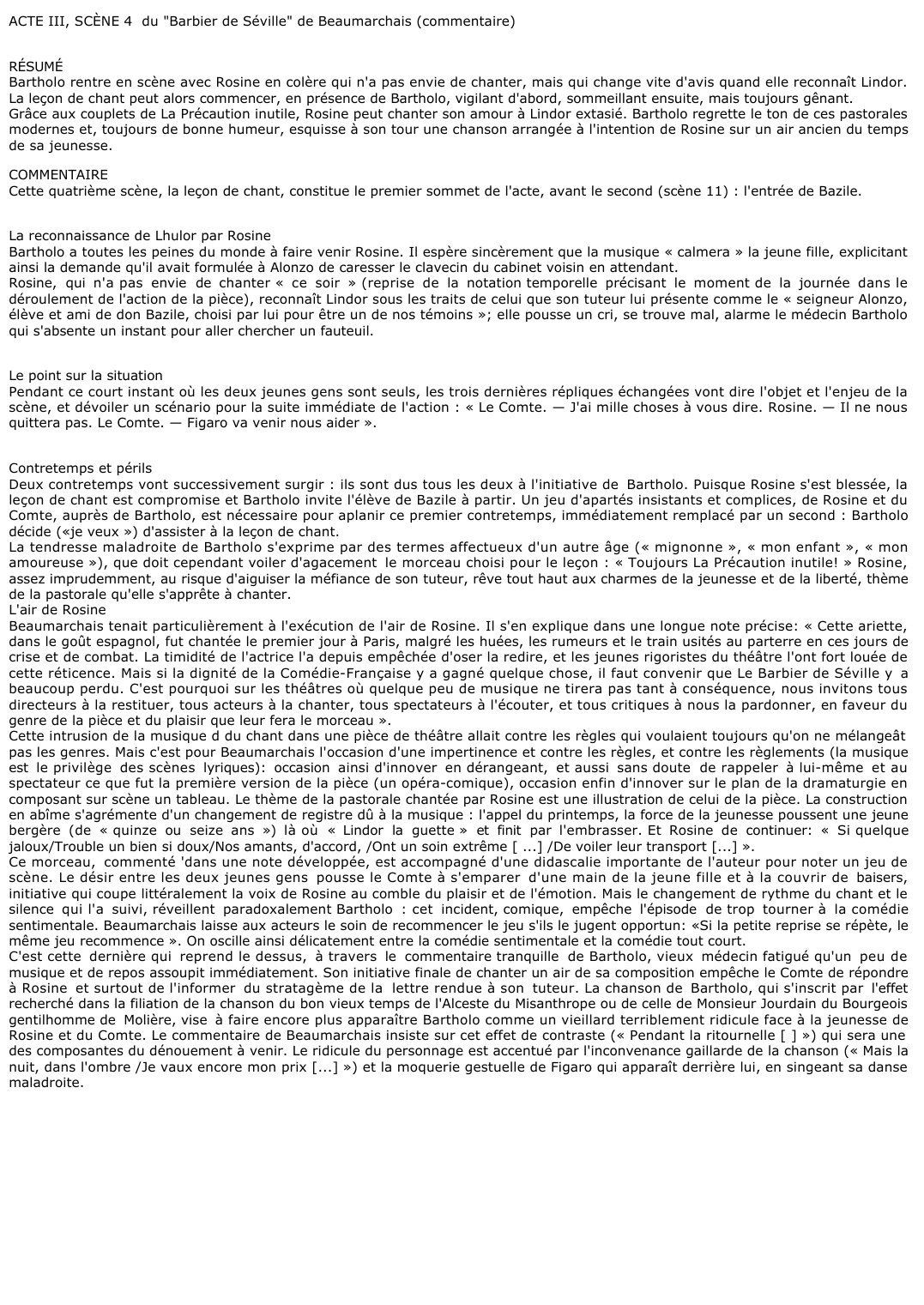 Prévisualisation du document ACTE III, SCÈNE 4  du "Barbier de Séville" de Beaumarchais (commentaire)