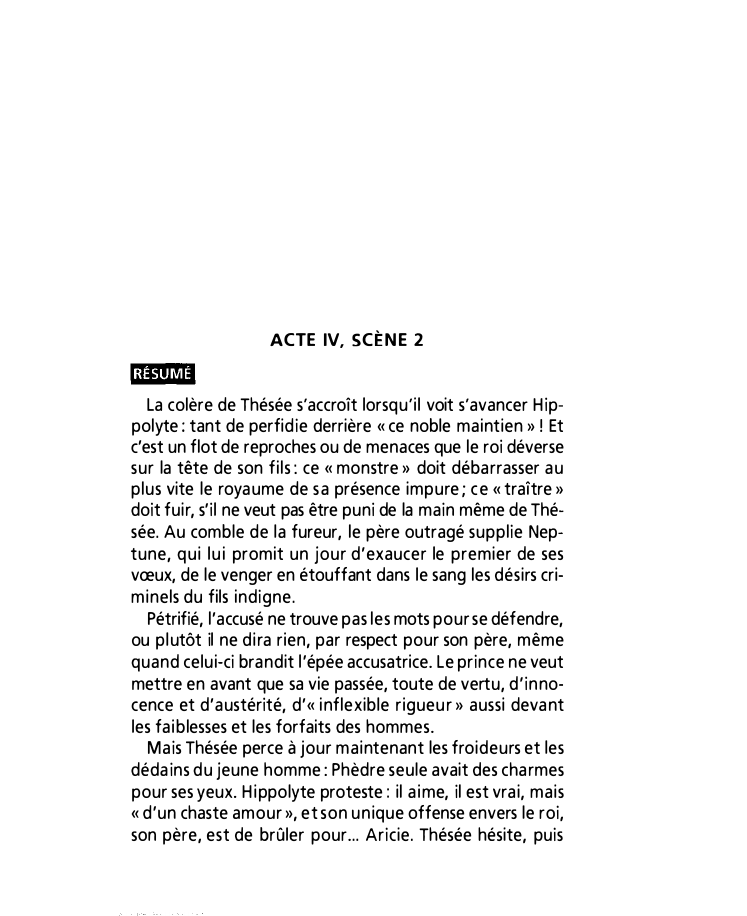 Prévisualisation du document Acte IV, scène 2 de Phèdre de Jean Racine (résumé et commentaire)